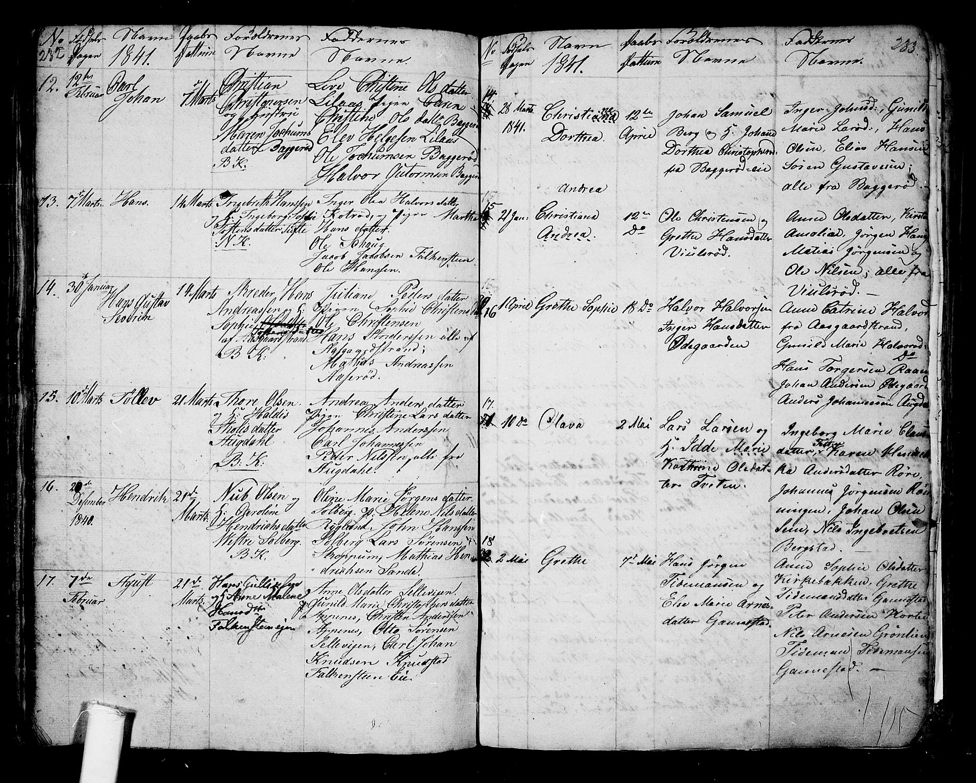 Borre kirkebøker, AV/SAKO-A-338/G/Ga/L0001: Parish register (copy) no. I 1, 1815-1851, p. 232-233