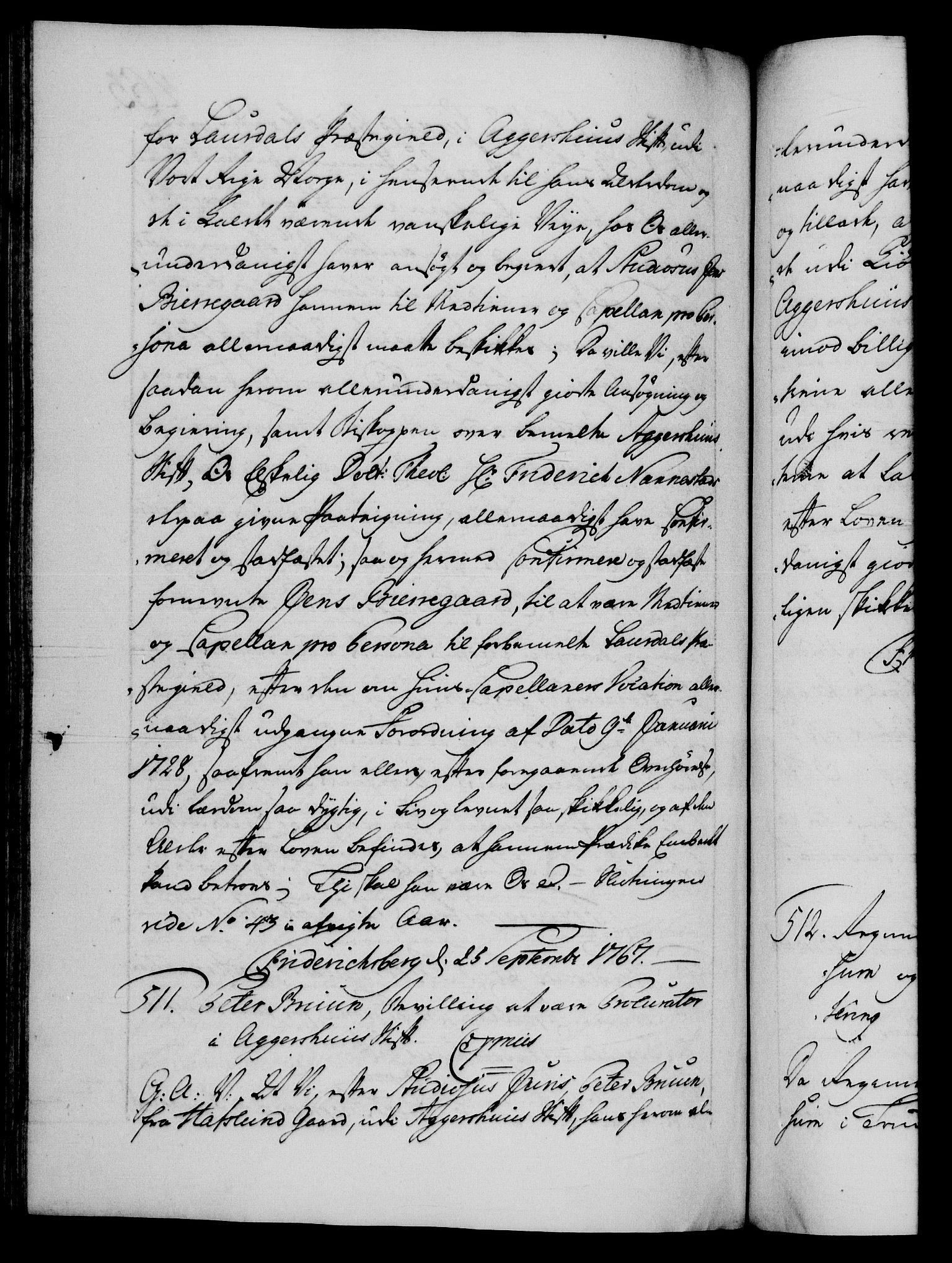 Danske Kanselli 1572-1799, AV/RA-EA-3023/F/Fc/Fca/Fcaa/L0043: Norske registre, 1766-1768, p. 463b