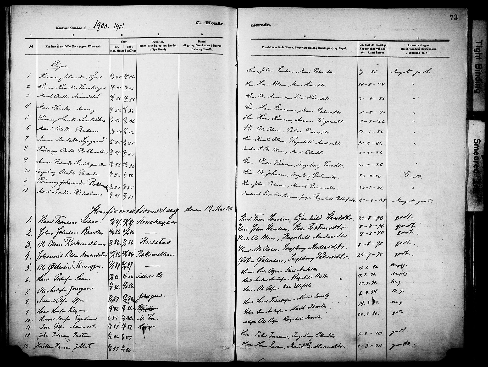 Vågå prestekontor, SAH/PREST-076/H/Ha/Haa/L0010: Parish register (official) no. 10, 1887-1904, p. 73
