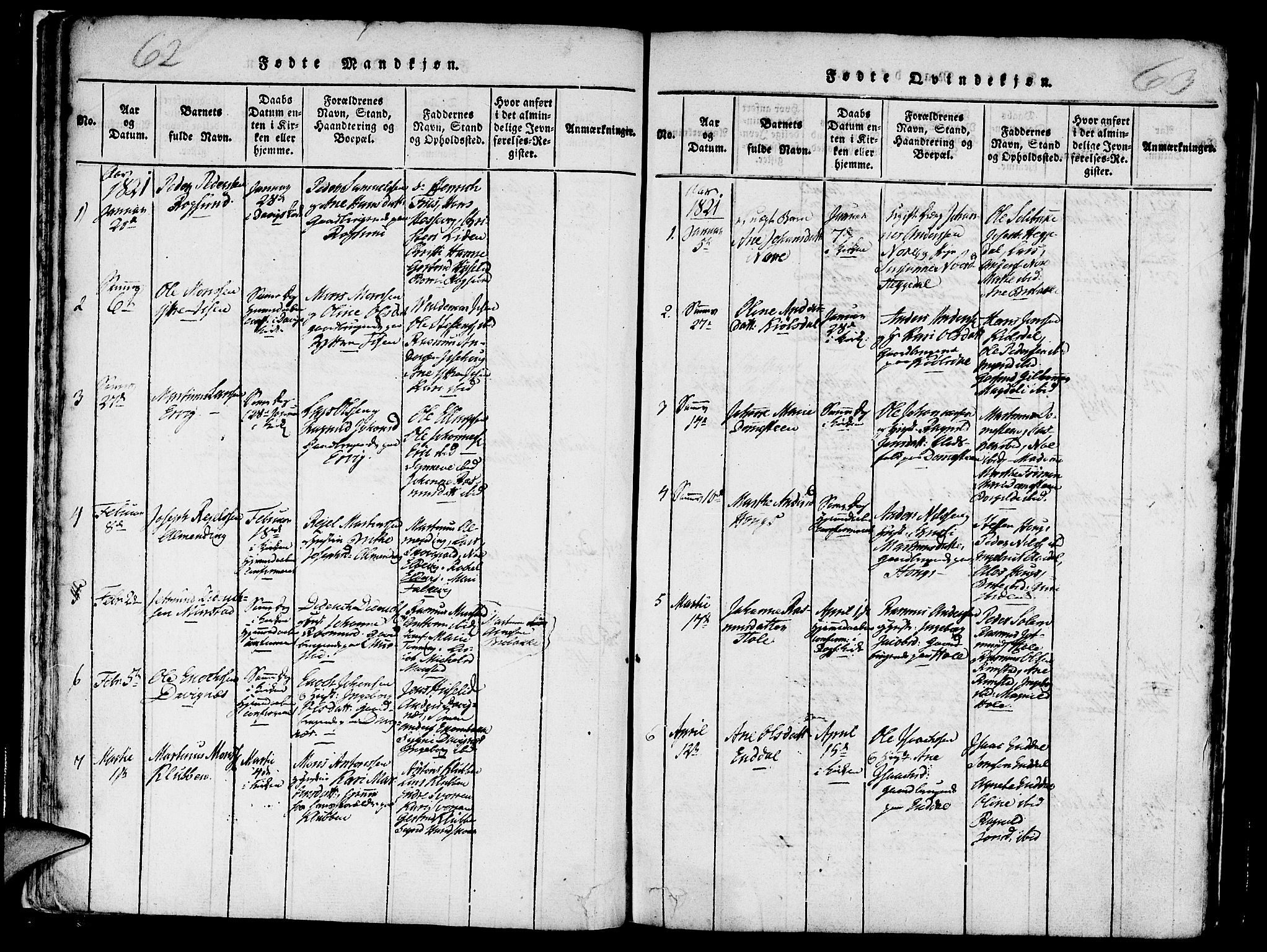 Davik sokneprestembete, AV/SAB-A-79701/H/Haa/Haaa/L0003: Parish register (official) no. A 3, 1816-1830, p. 62-63