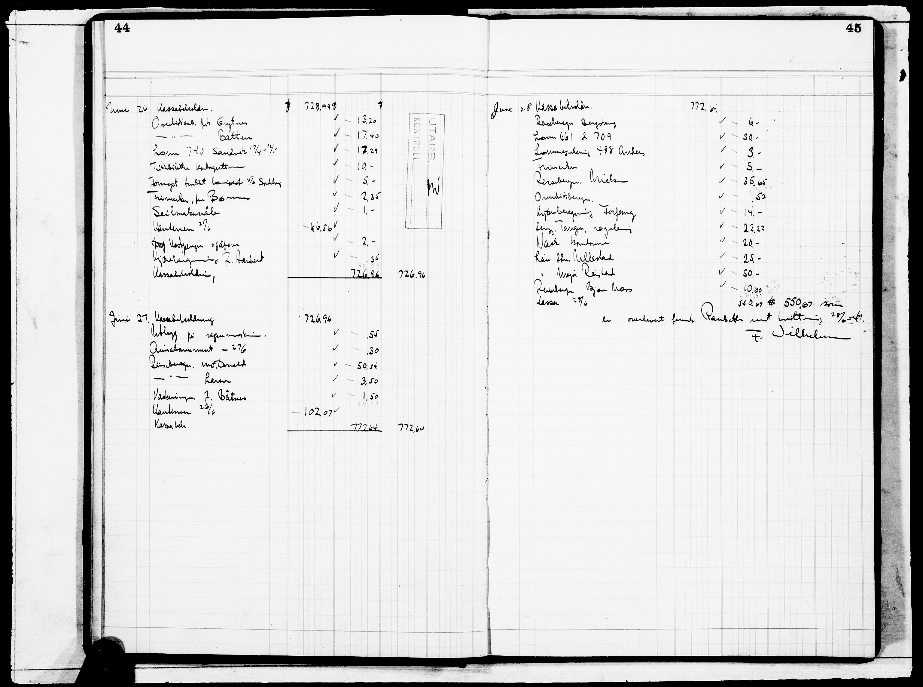 Forsvaret, Flyvåpnenes treningsleir 1940-1945, AV/RA-RAFA-3974/V/L0018: Regnskaper.  Se "Index" for detaljert oversikt over innholdet., 1940-1945