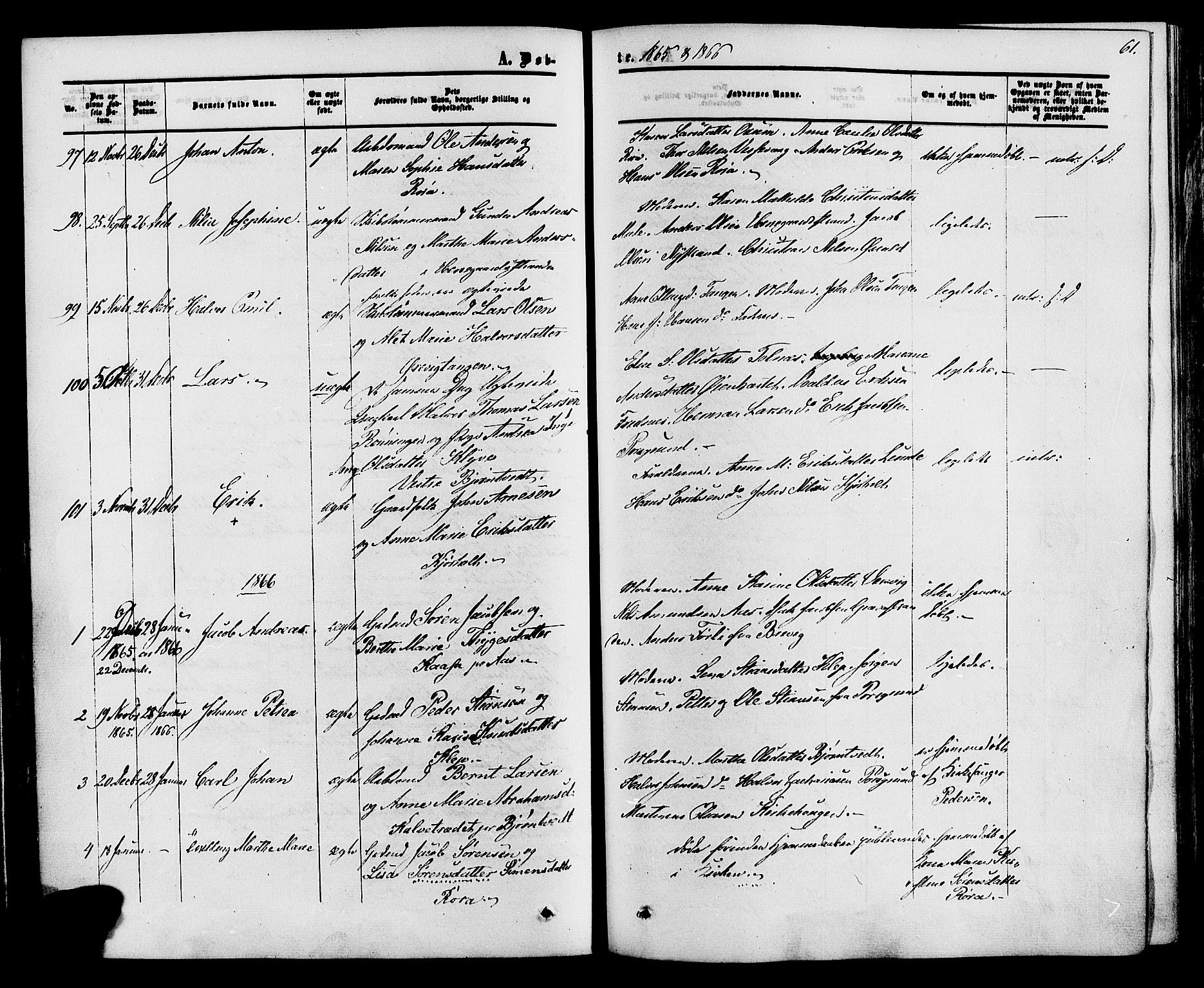 Eidanger kirkebøker, SAKO/A-261/F/Fa/L0010: Parish register (official) no. 10, 1859-1874, p. 61