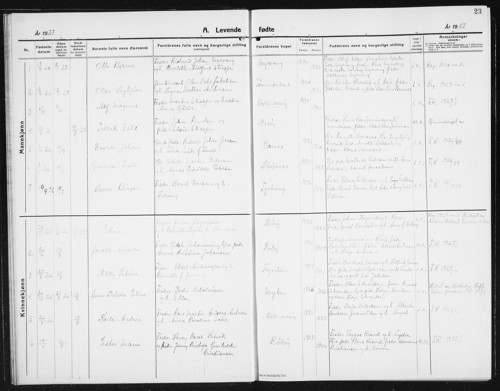 Ministerialprotokoller, klokkerbøker og fødselsregistre - Nordland, SAT/A-1459/841/L0622: Parish register (copy) no. 841C06, 1924-1942, p. 23