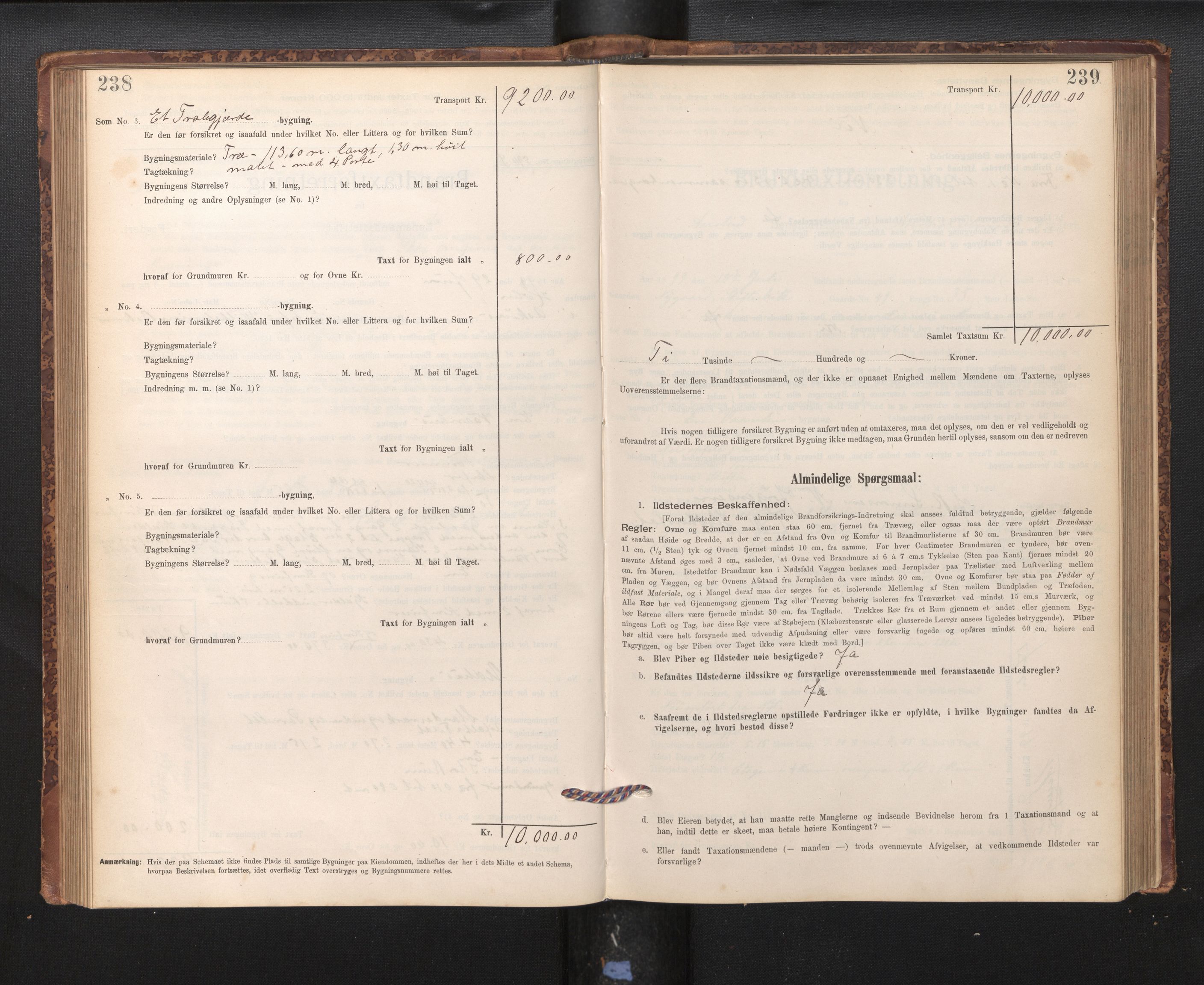 Lensmannen i Årstad, AV/SAB-A-36201/0012/L0011: Branntakstprotokoll,skjematakst, 1895-1901, p. 238-239