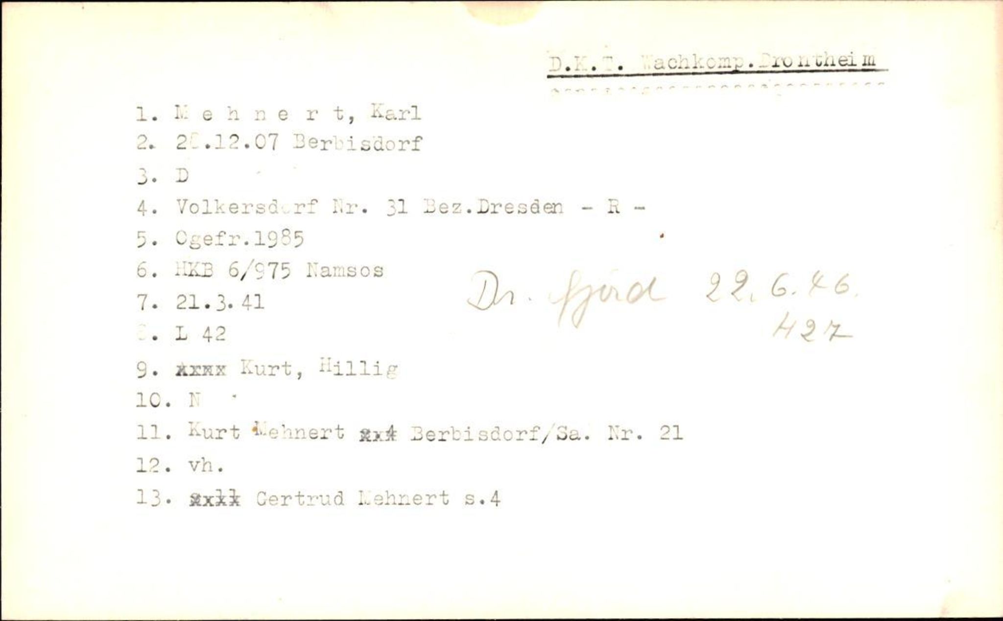 Hjemsendte tyskere , AV/RA-RAFA-6487/D/Db/L0019: Medrow-Mulsow, 1945-1947, p. 31