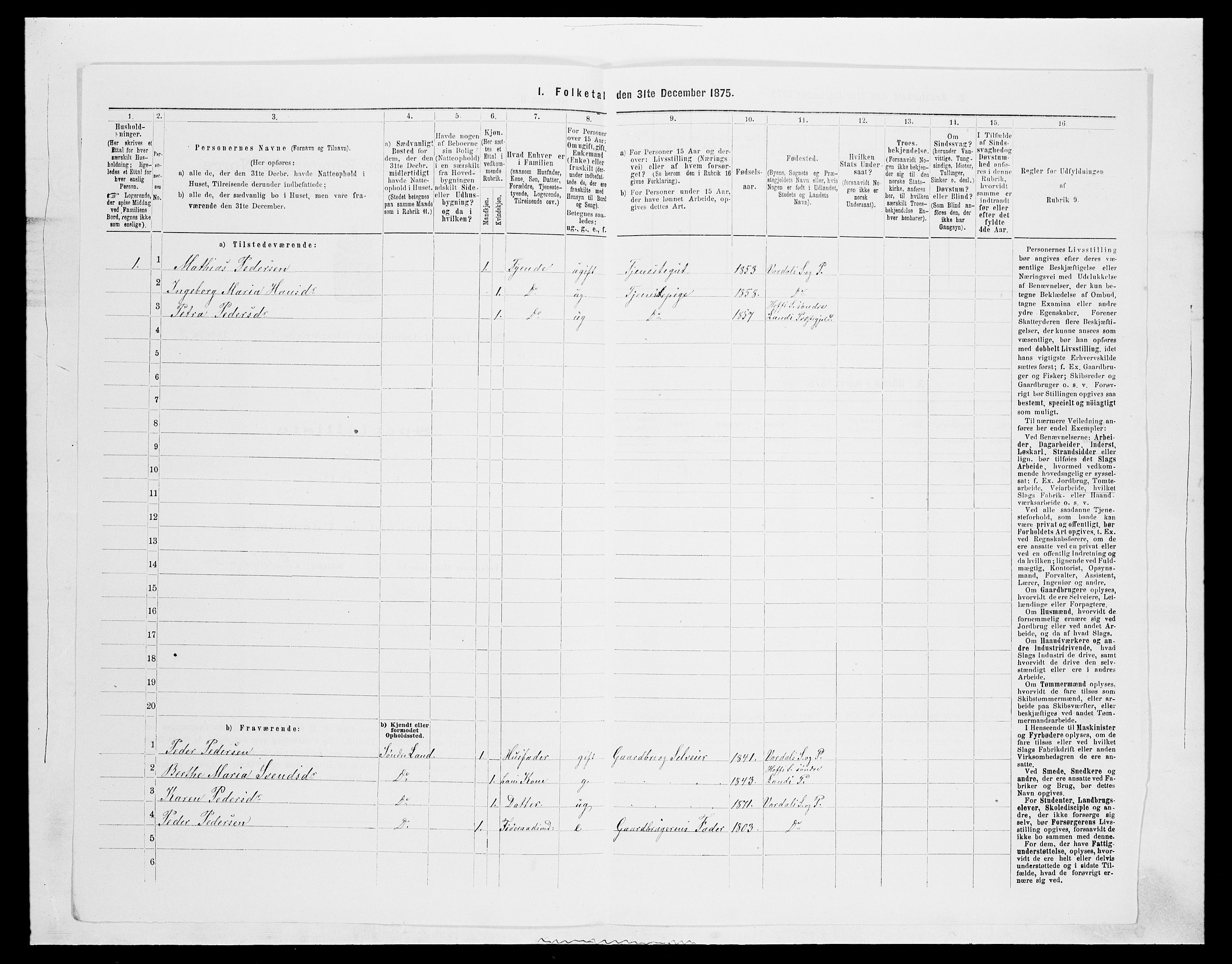 SAH, 1875 census for 0527L Vardal/Vardal og Hunn, 1875, p. 346