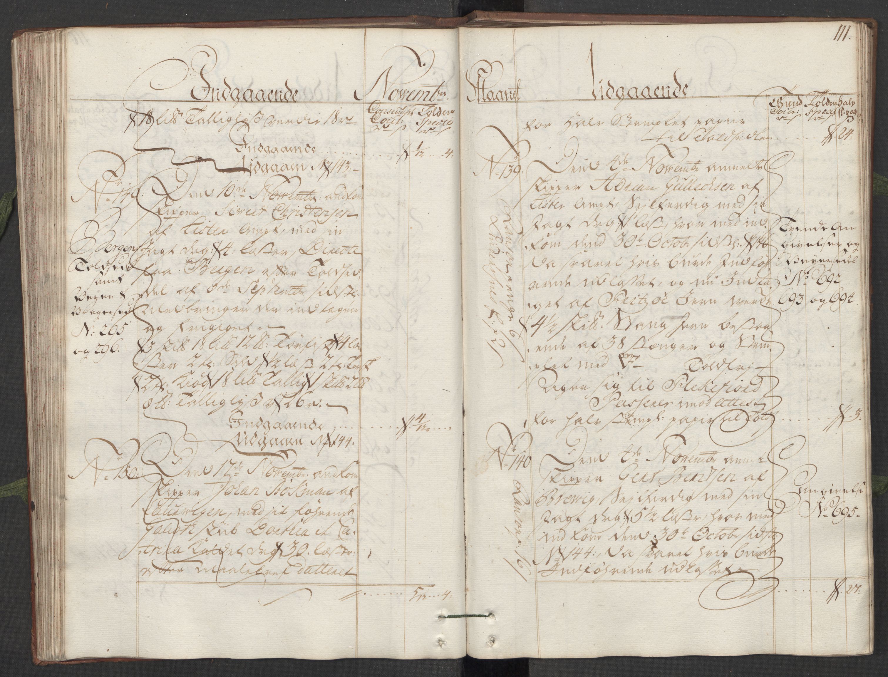 Generaltollkammeret, tollregnskaper, AV/RA-EA-5490/R11/L0015a/0001: Tollregnskaper Larvik og Sandefjord / Hovedtollbok, 1733, p. 110b-111a