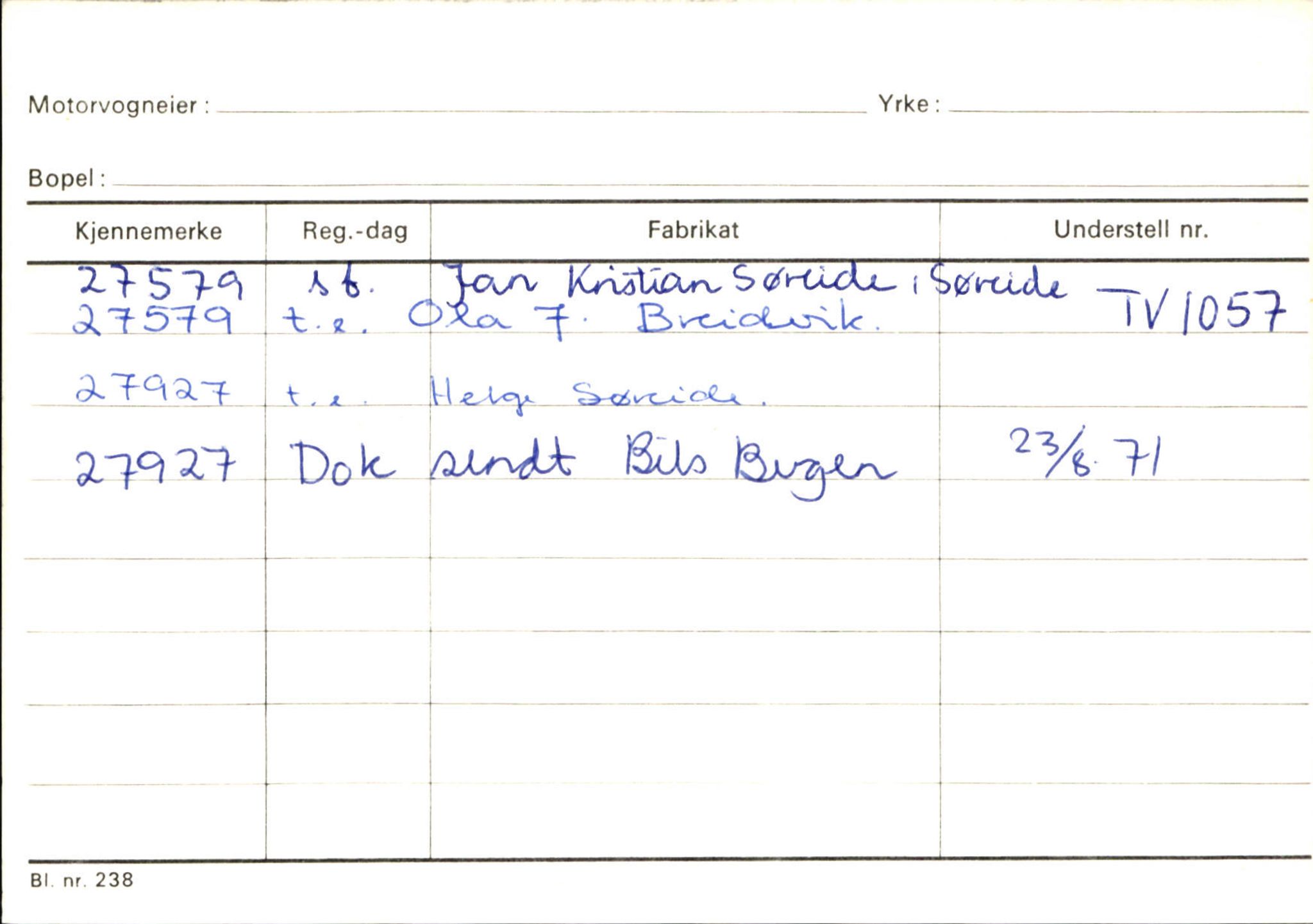 Statens vegvesen, Sogn og Fjordane vegkontor, SAB/A-5301/4/F/L0131: Eigarregister Høyanger P-Å. Stryn S-Å, 1945-1975, p. 190