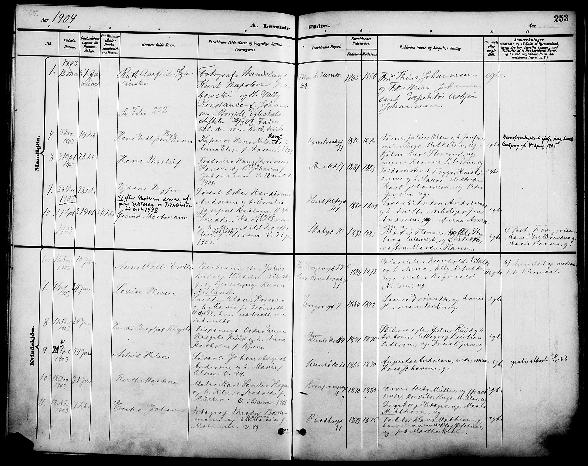 Johannes prestekontor Kirkebøker, AV/SAO-A-10852/F/Fa/L0007: Parish register (official) no. 7, 1896-1905, p. 253