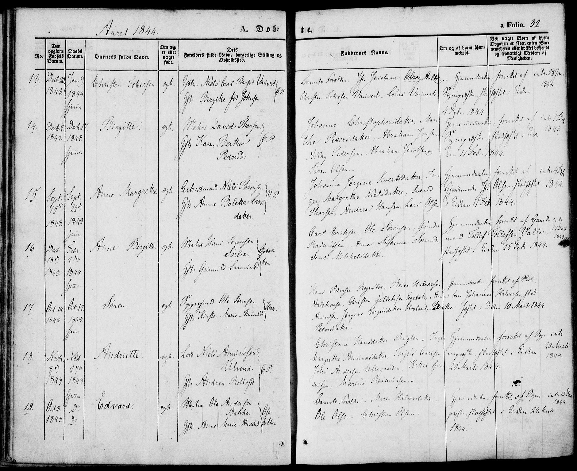 Porsgrunn kirkebøker , AV/SAKO-A-104/F/Fa/L0006: Parish register (official) no. 6, 1841-1857, p. 32