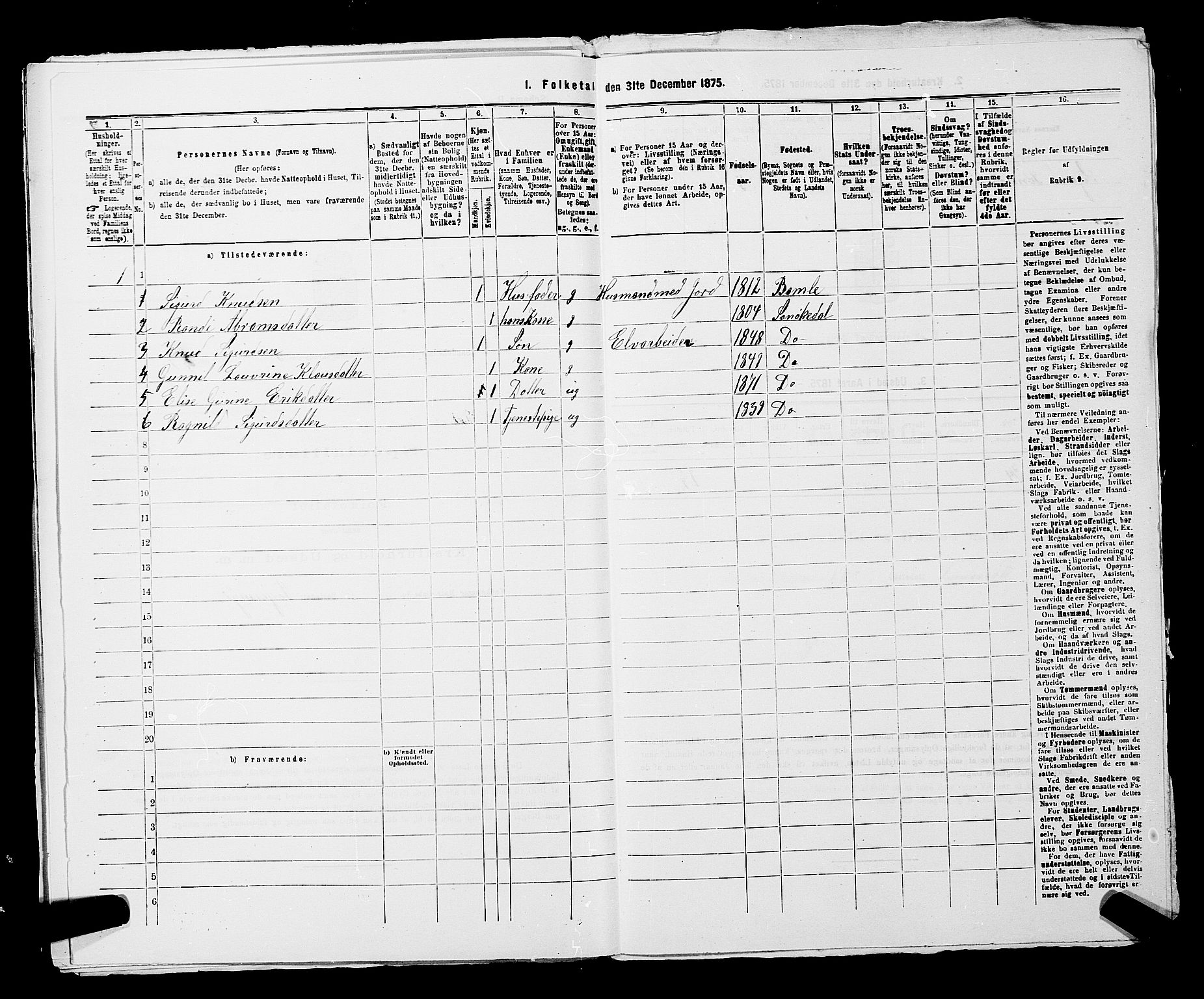 SAKO, 1875 census for 0816P Sannidal, 1875, p. 243