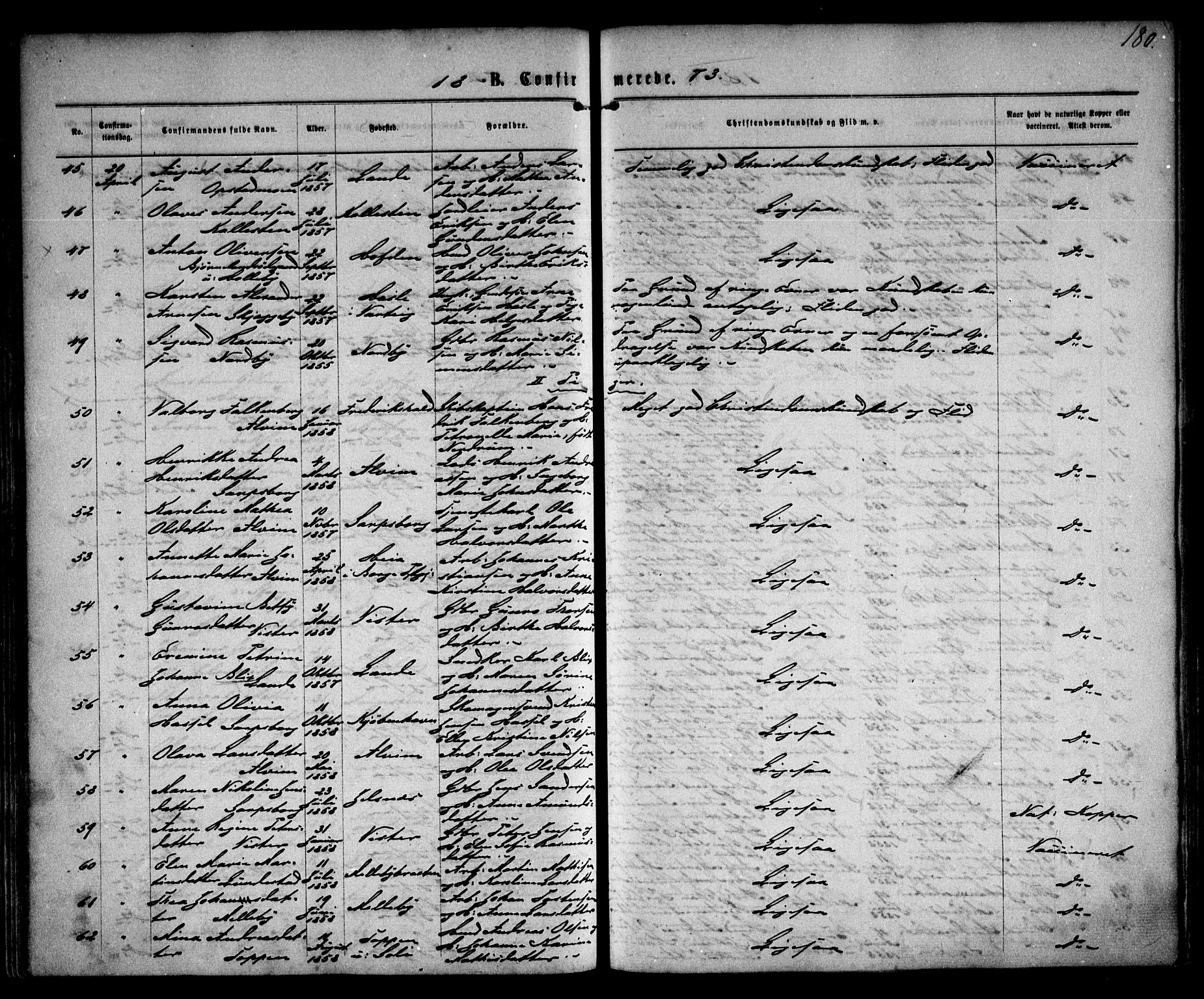 Tune prestekontor Kirkebøker, AV/SAO-A-2007/F/Fa/L0015: Parish register (official) no. 15, 1869-1873, p. 180