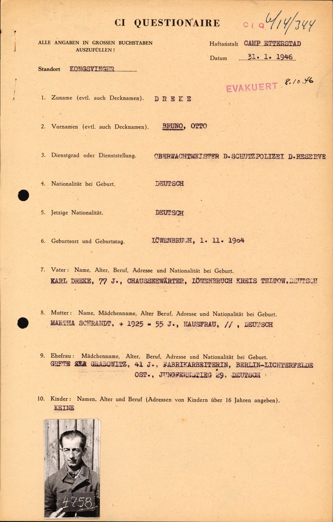 Forsvaret, Forsvarets overkommando II, AV/RA-RAFA-3915/D/Db/L0006: CI Questionaires. Tyske okkupasjonsstyrker i Norge. Tyskere., 1945-1946, p. 206