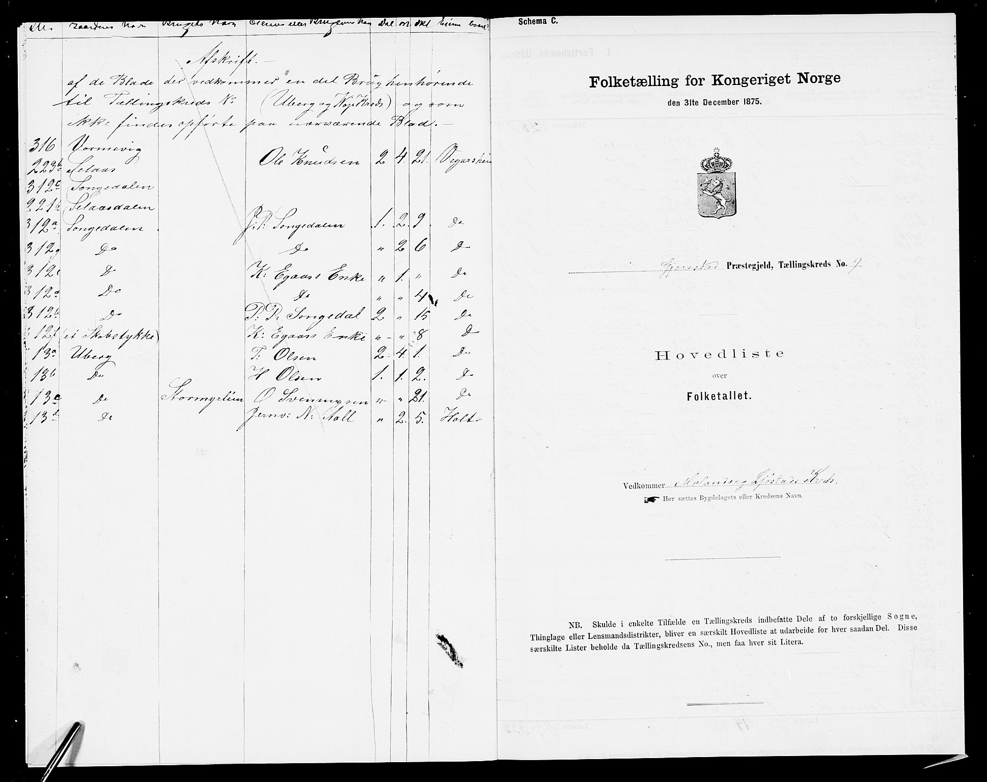 SAK, 1875 census for 0911P Gjerstad, 1875, p. 909