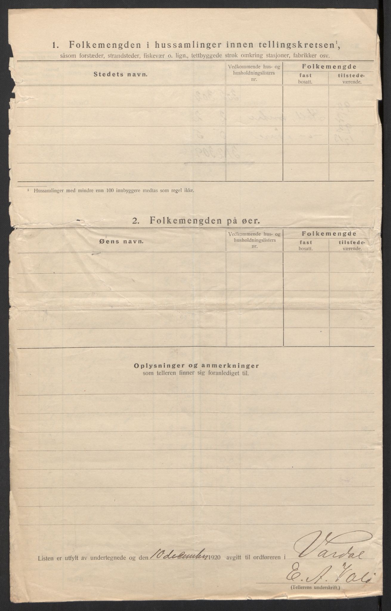 SAH, 1920 census for Vardal, 1920, p. 51