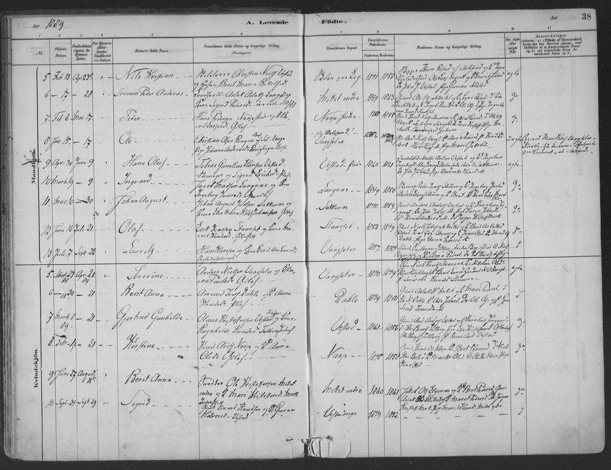 Ministerialprotokoller, klokkerbøker og fødselsregistre - Møre og Romsdal, AV/SAT-A-1454/547/L0604: Parish register (official) no. 547A06, 1878-1906, p. 38