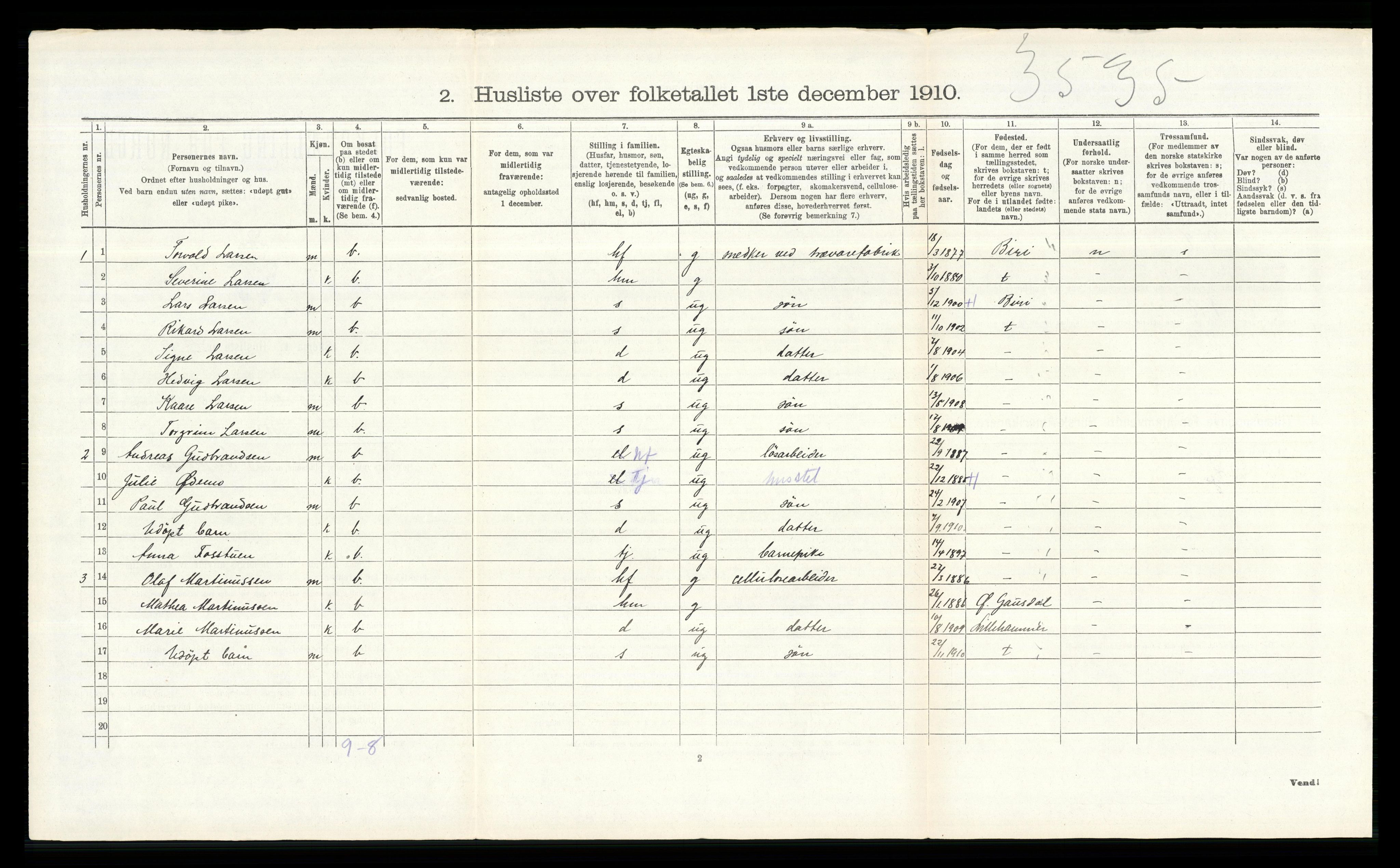 RA, 1910 census for Ringsaker, 1910, p. 934