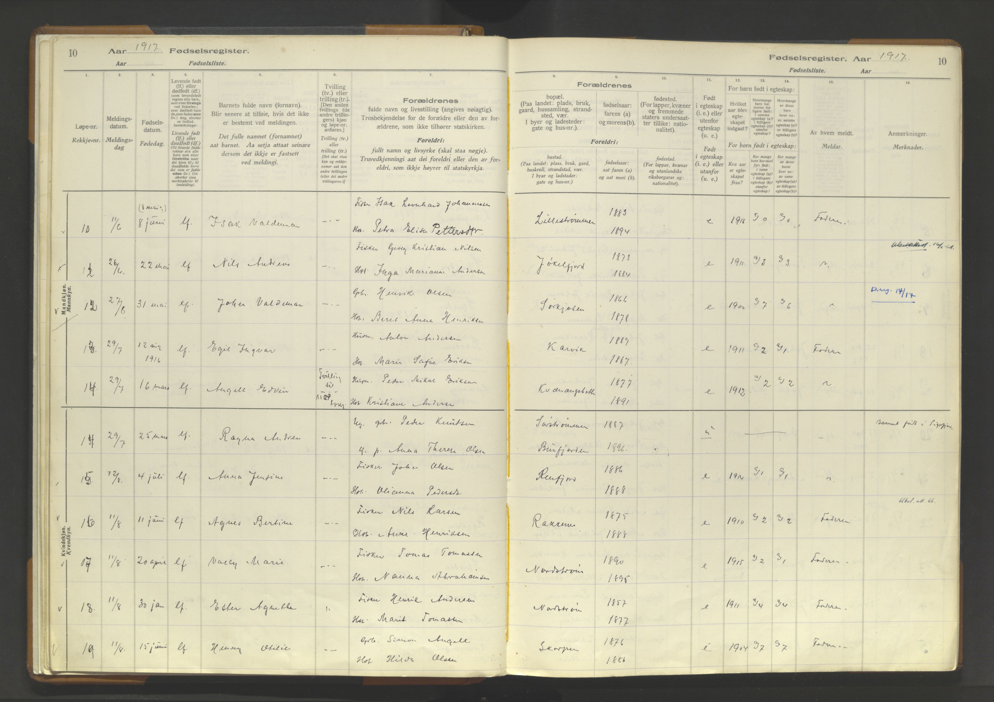 Skjervøy sokneprestkontor, AV/SATØ-S-1300/I/Ia/L0062: Birth register no. 62, 1916-1950, p. 10