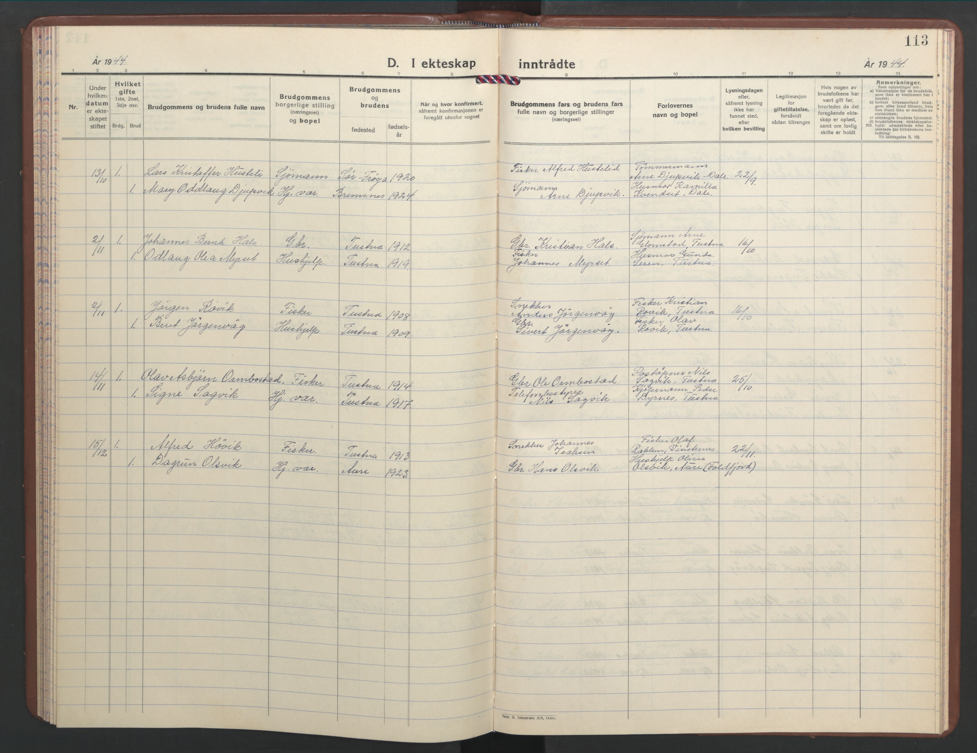 Ministerialprotokoller, klokkerbøker og fødselsregistre - Møre og Romsdal, AV/SAT-A-1454/577/L0898: Parish register (copy) no. 577C02, 1939-1948, p. 113