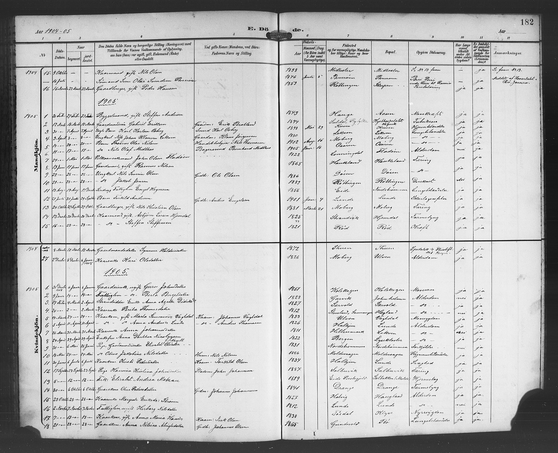 Os sokneprestembete, AV/SAB-A-99929: Parish register (copy) no. A 3, 1897-1913, p. 182