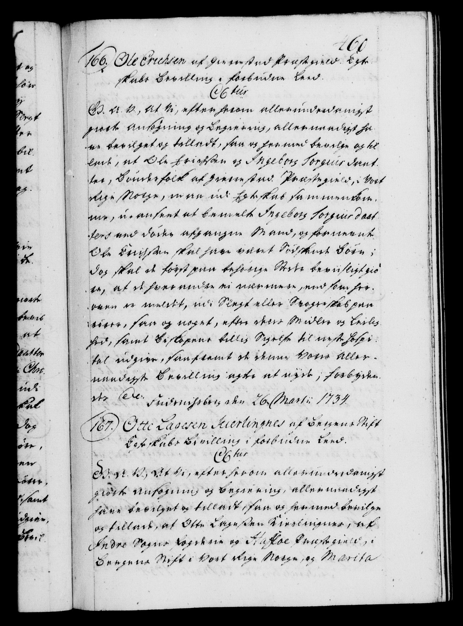 Danske Kanselli 1572-1799, AV/RA-EA-3023/F/Fc/Fca/Fcaa/L0028: Norske registre, 1733-1734, p. 460a