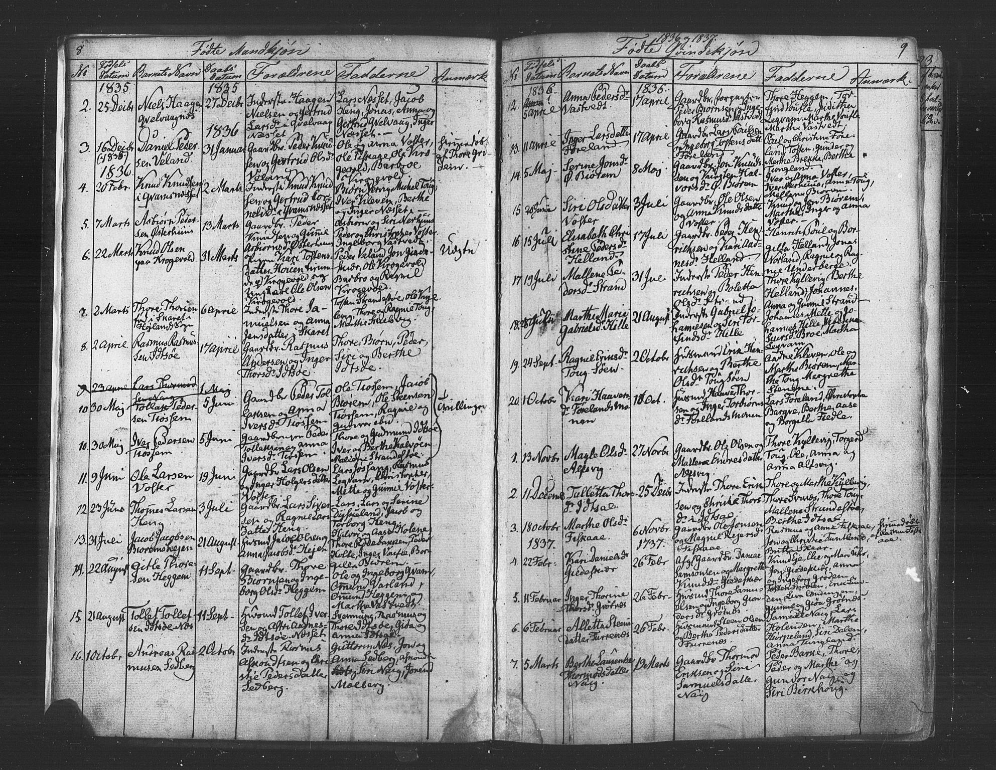 Strand sokneprestkontor, SAST/A-101828/H/Ha/Haa/L0006: Parish register (official) no. A 6, 1834-1854, p. 8-9