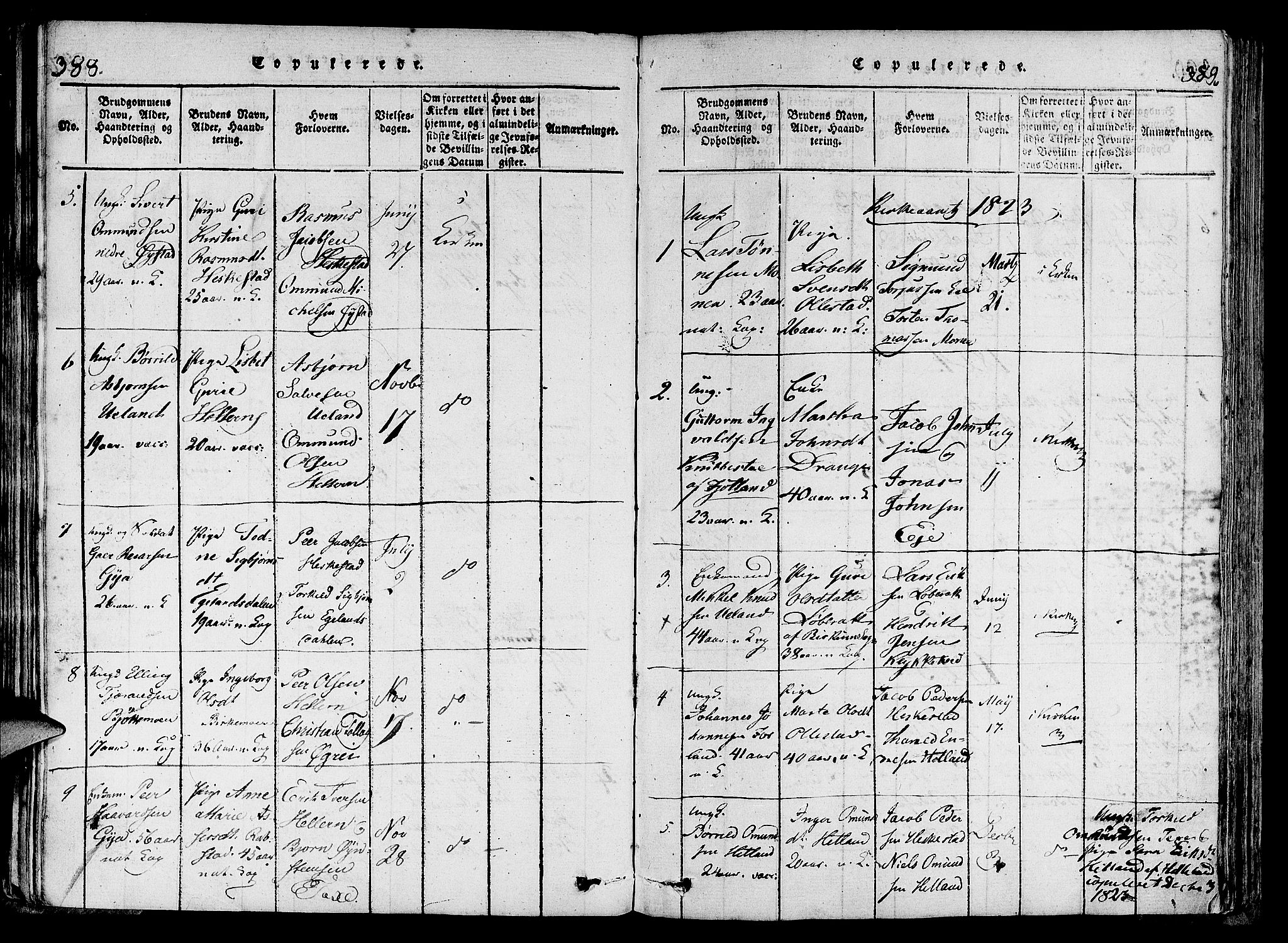 Lund sokneprestkontor, SAST/A-101809/S06/L0006: Parish register (official) no. A 6, 1816-1839, p. 388-389