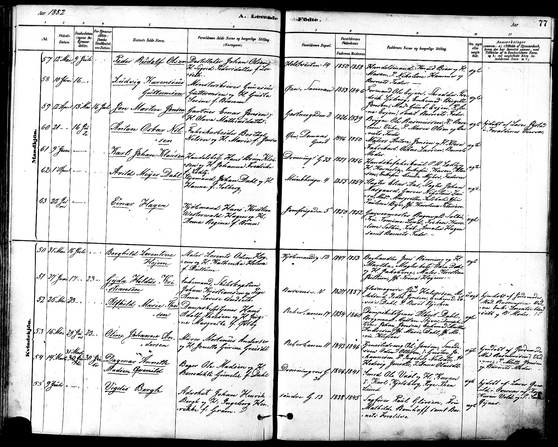 Ministerialprotokoller, klokkerbøker og fødselsregistre - Sør-Trøndelag, SAT/A-1456/601/L0057: Parish register (official) no. 601A25, 1877-1891, p. 77