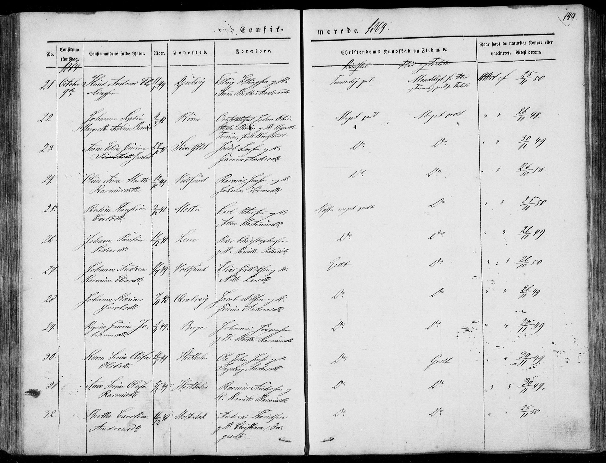 Ministerialprotokoller, klokkerbøker og fødselsregistre - Møre og Romsdal, AV/SAT-A-1454/507/L0070: Parish register (official) no. 507A05, 1842-1873, p. 149