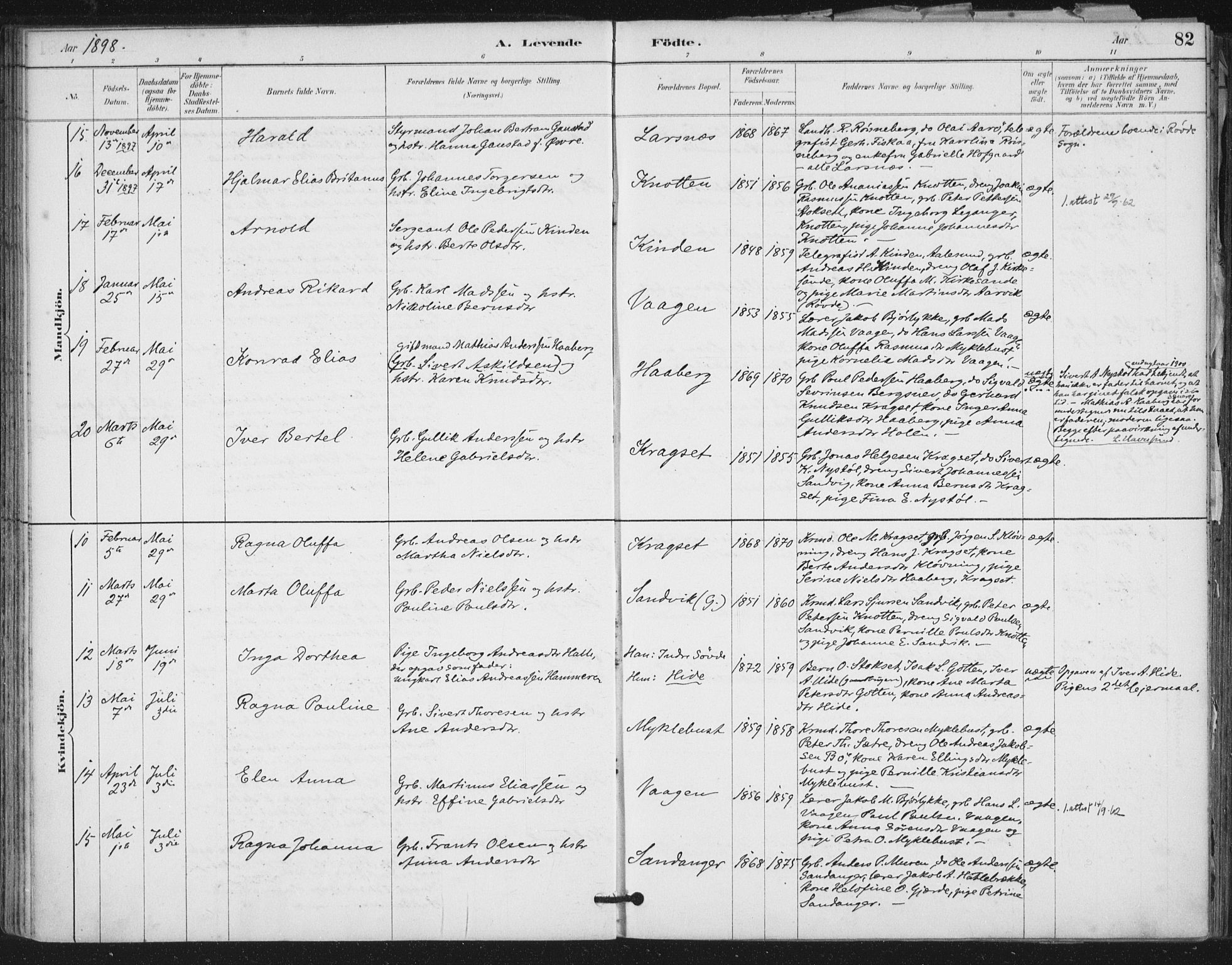 Ministerialprotokoller, klokkerbøker og fødselsregistre - Møre og Romsdal, AV/SAT-A-1454/503/L0037: Parish register (official) no. 503A05, 1884-1900, p. 82