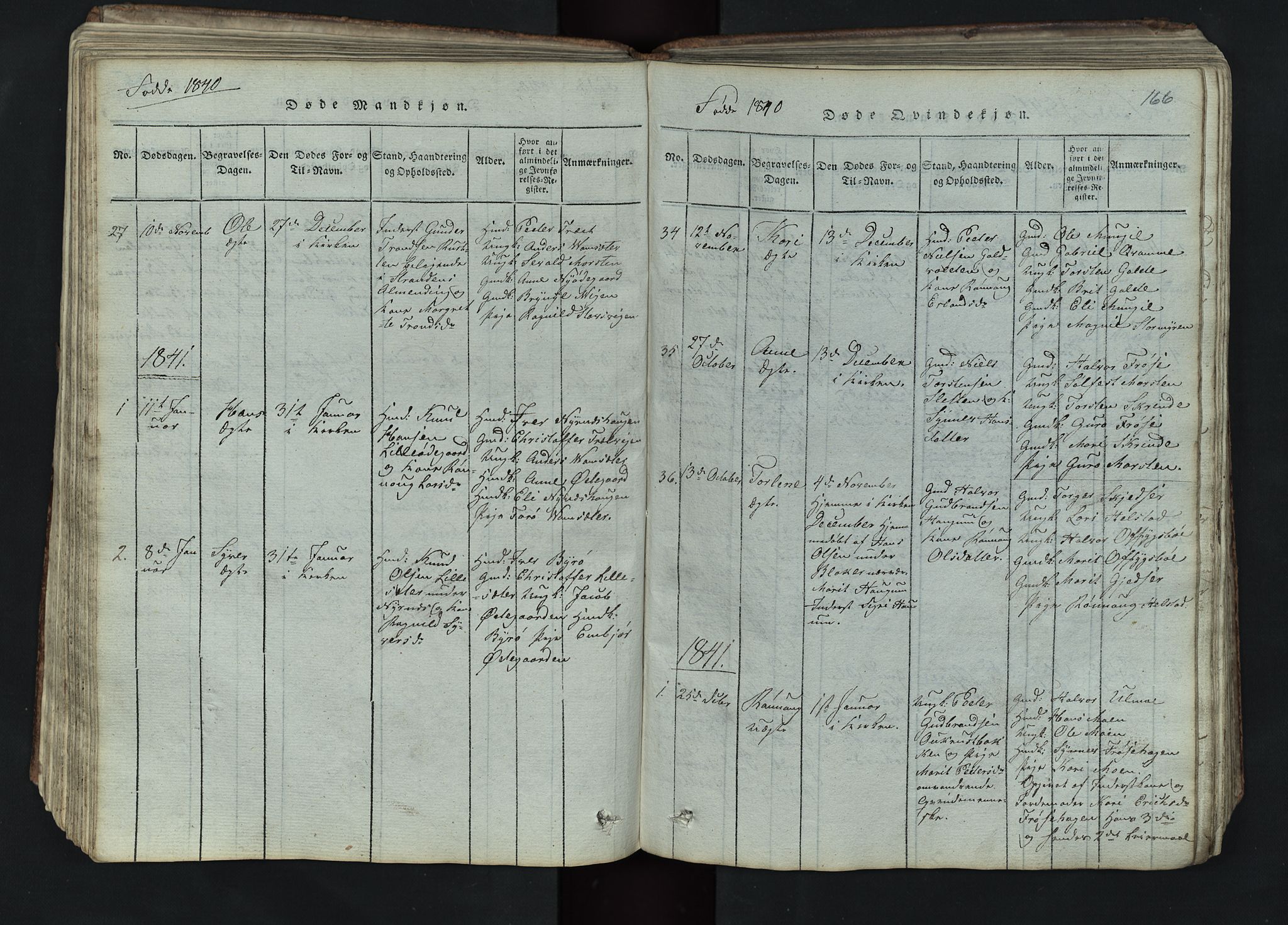 Lom prestekontor, AV/SAH-PREST-070/L/L0002: Parish register (copy) no. 2, 1815-1844, p. 166