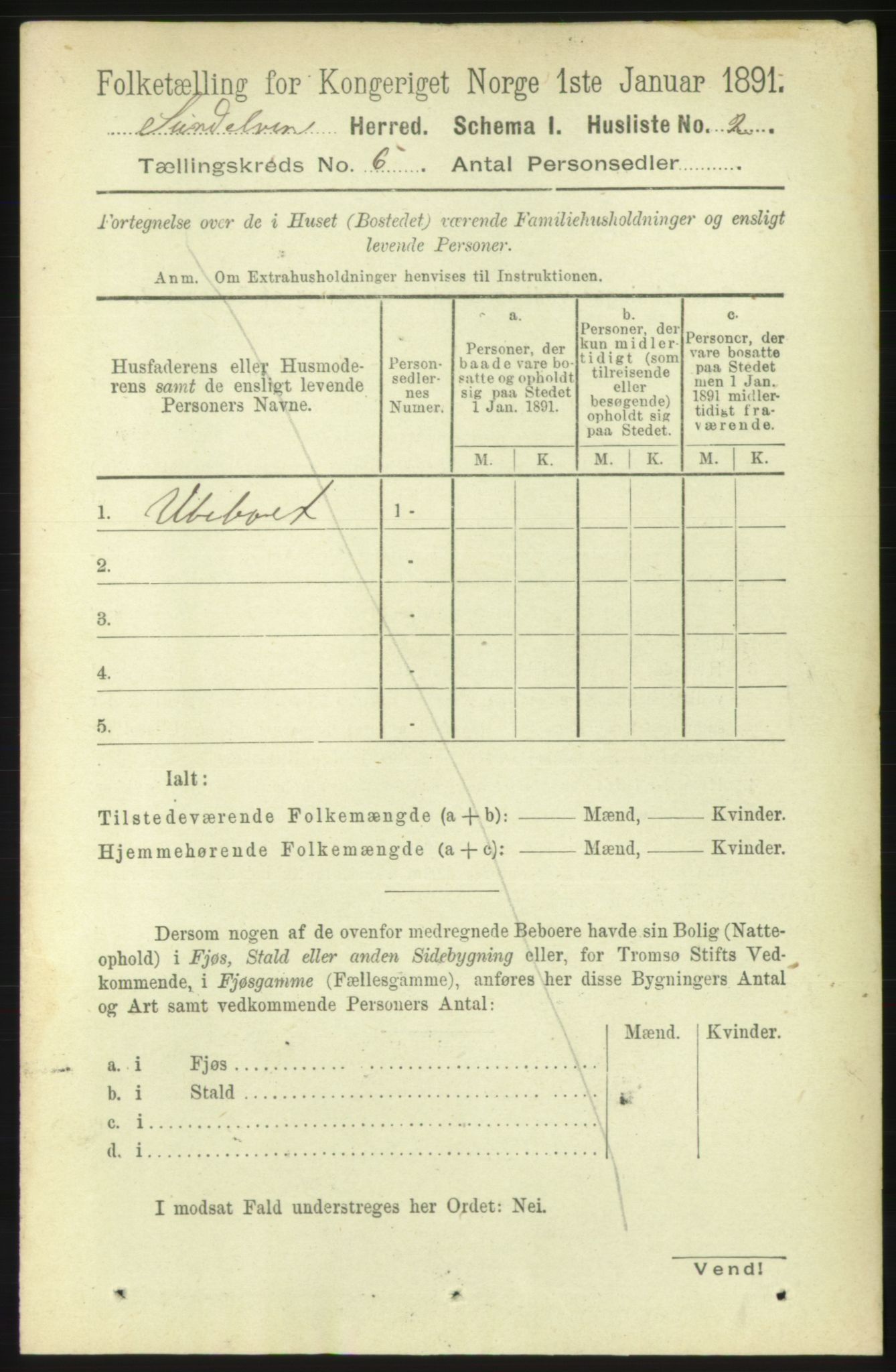 RA, 1891 census for 1523 Sunnylven, 1891, p. 1462