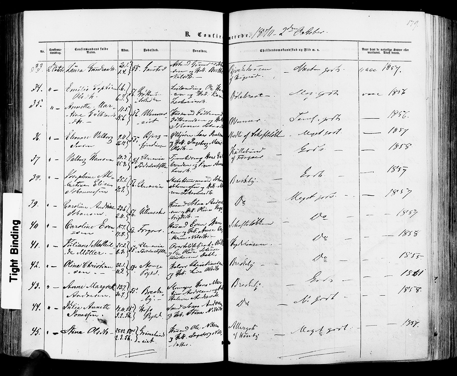 Vestre Aker prestekontor Kirkebøker, AV/SAO-A-10025/F/Fa/L0005: Parish register (official) no. 5, 1859-1877, p. 179