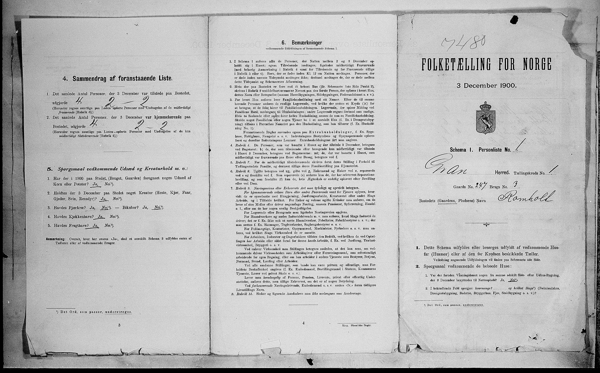 SAH, 1900 census for Gran, 1900, p. 39