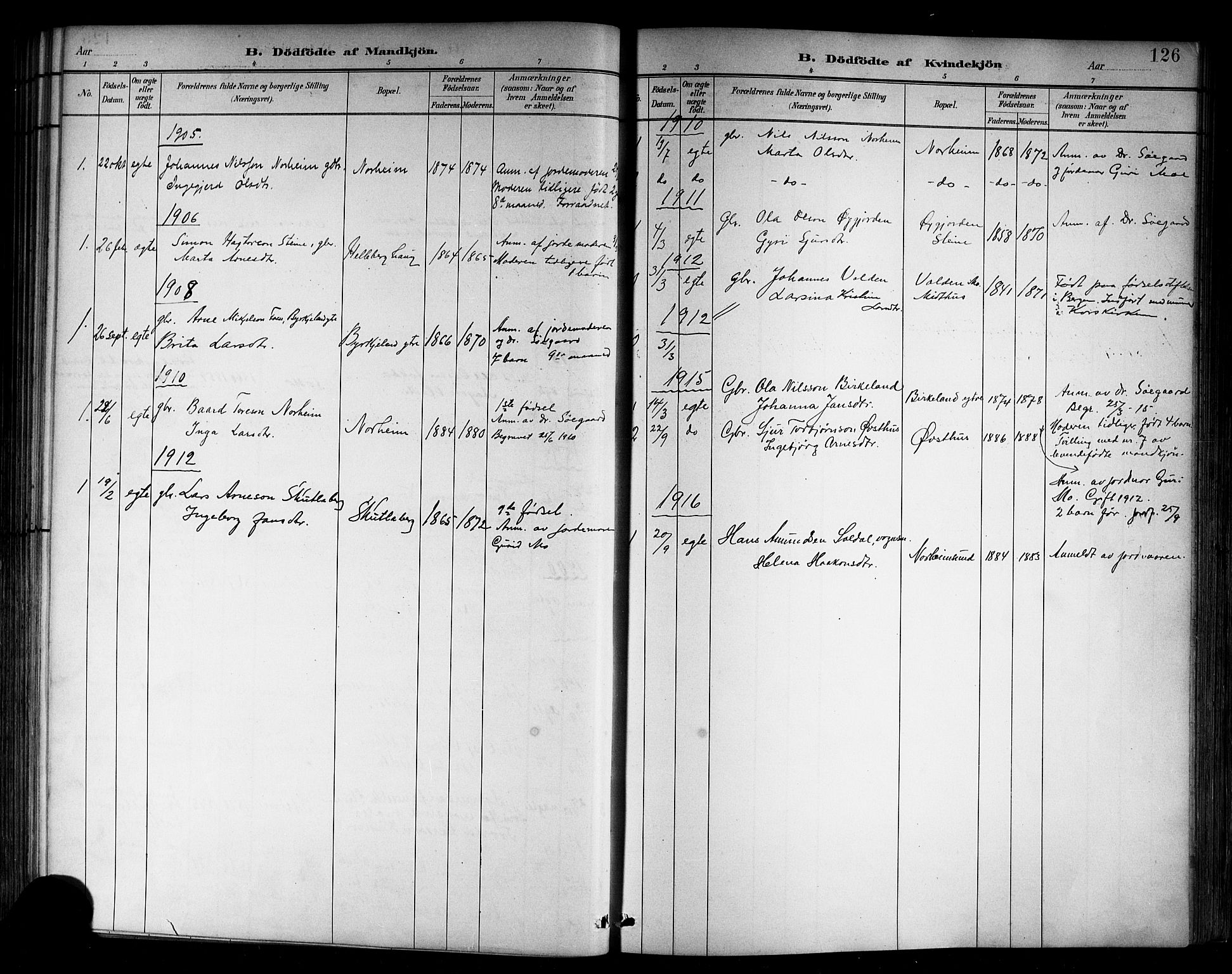 Kvam sokneprestembete, SAB/A-76201/H/Hab: Parish register (copy) no. B 3, 1884-1916, p. 126
