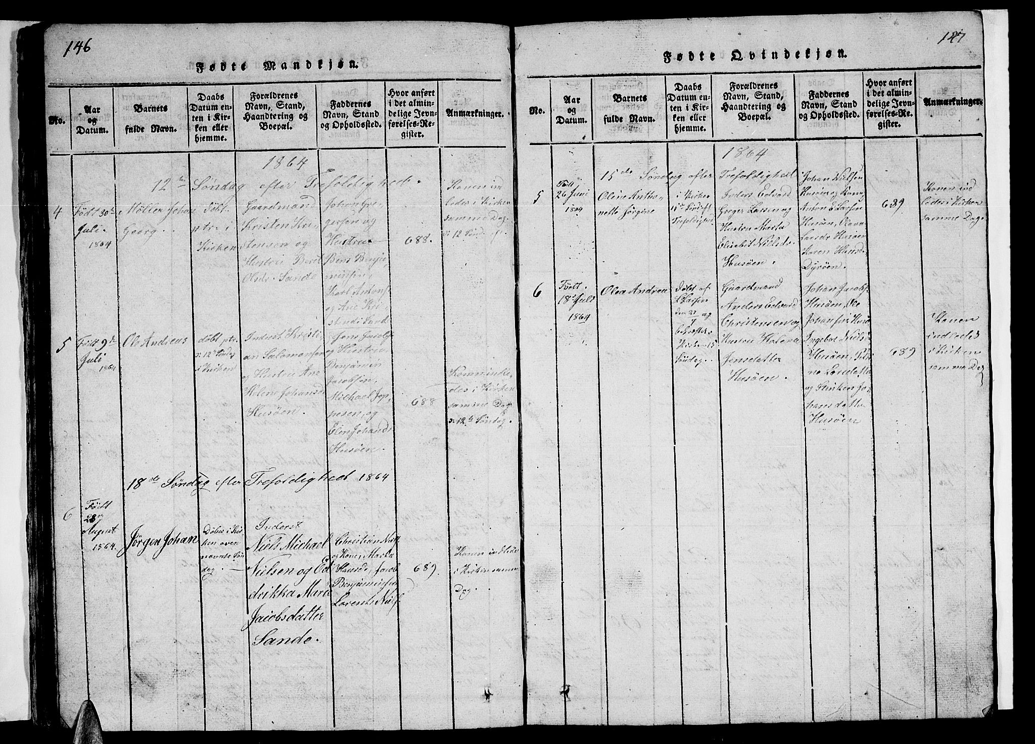Ministerialprotokoller, klokkerbøker og fødselsregistre - Nordland, SAT/A-1459/840/L0581: Parish register (copy) no. 840C01, 1820-1873, p. 146-147