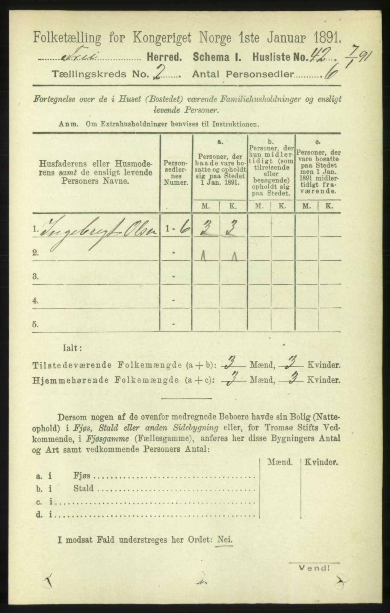 RA, 1891 census for 1556 Frei, 1891, p. 714