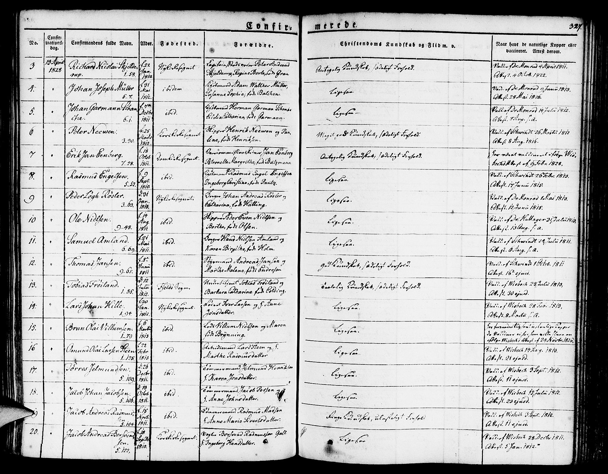 Nykirken Sokneprestembete, SAB/A-77101/H/Haa/L0012: Parish register (official) no. A 12, 1821-1844, p. 327