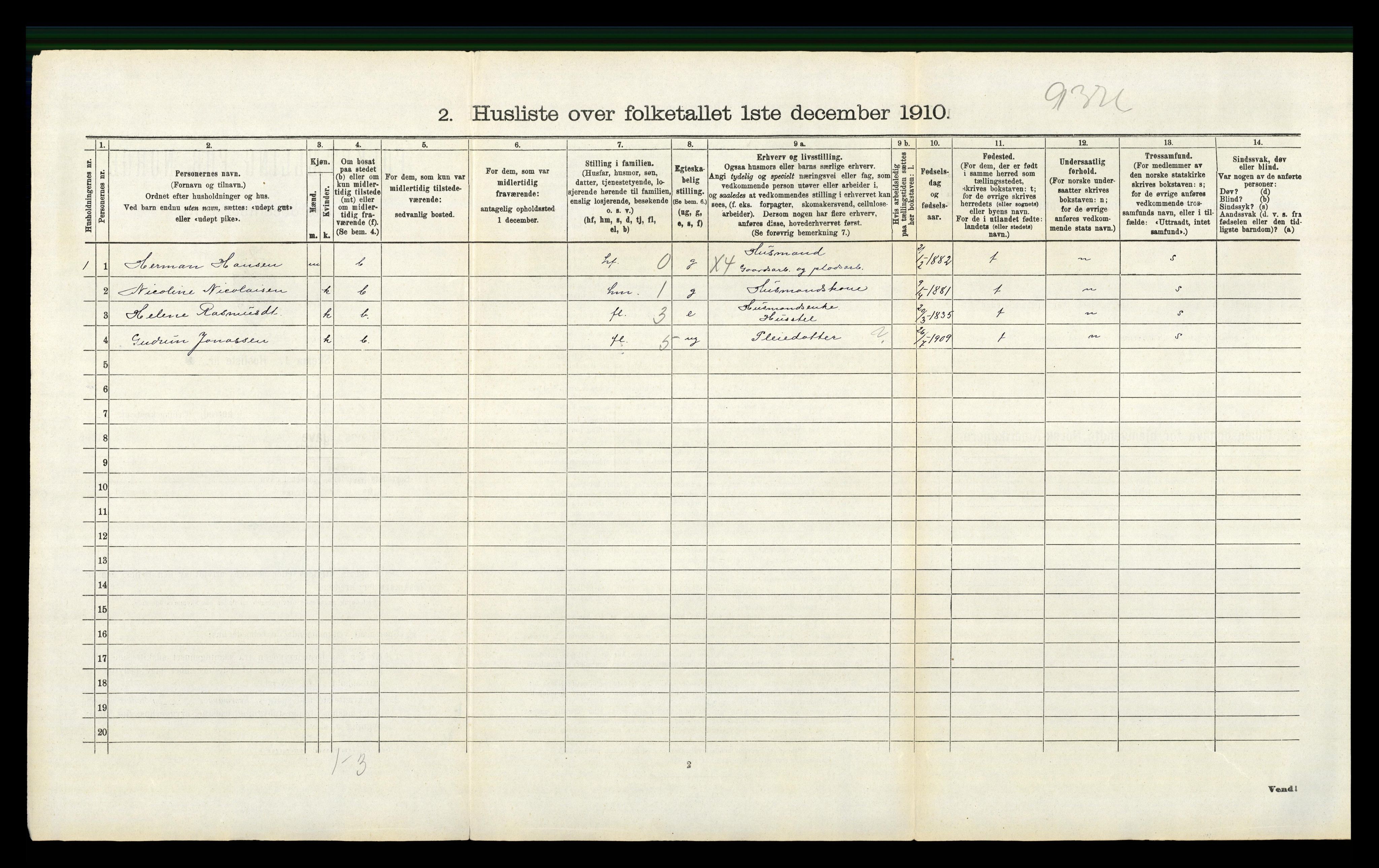 RA, 1910 census for Enebakk, 1910, p. 384