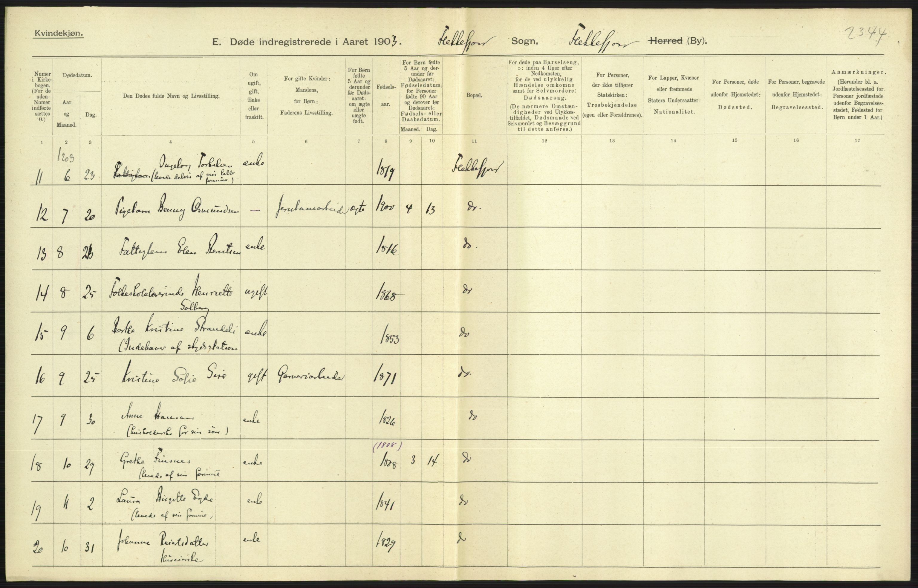 Statistisk sentralbyrå, Sosiodemografiske emner, Befolkning, AV/RA-S-2228/D/Df/Dfa/Dfaa/L0011: Lister og Mandal amt: Fødte, gifte, døde, 1903, p. 563