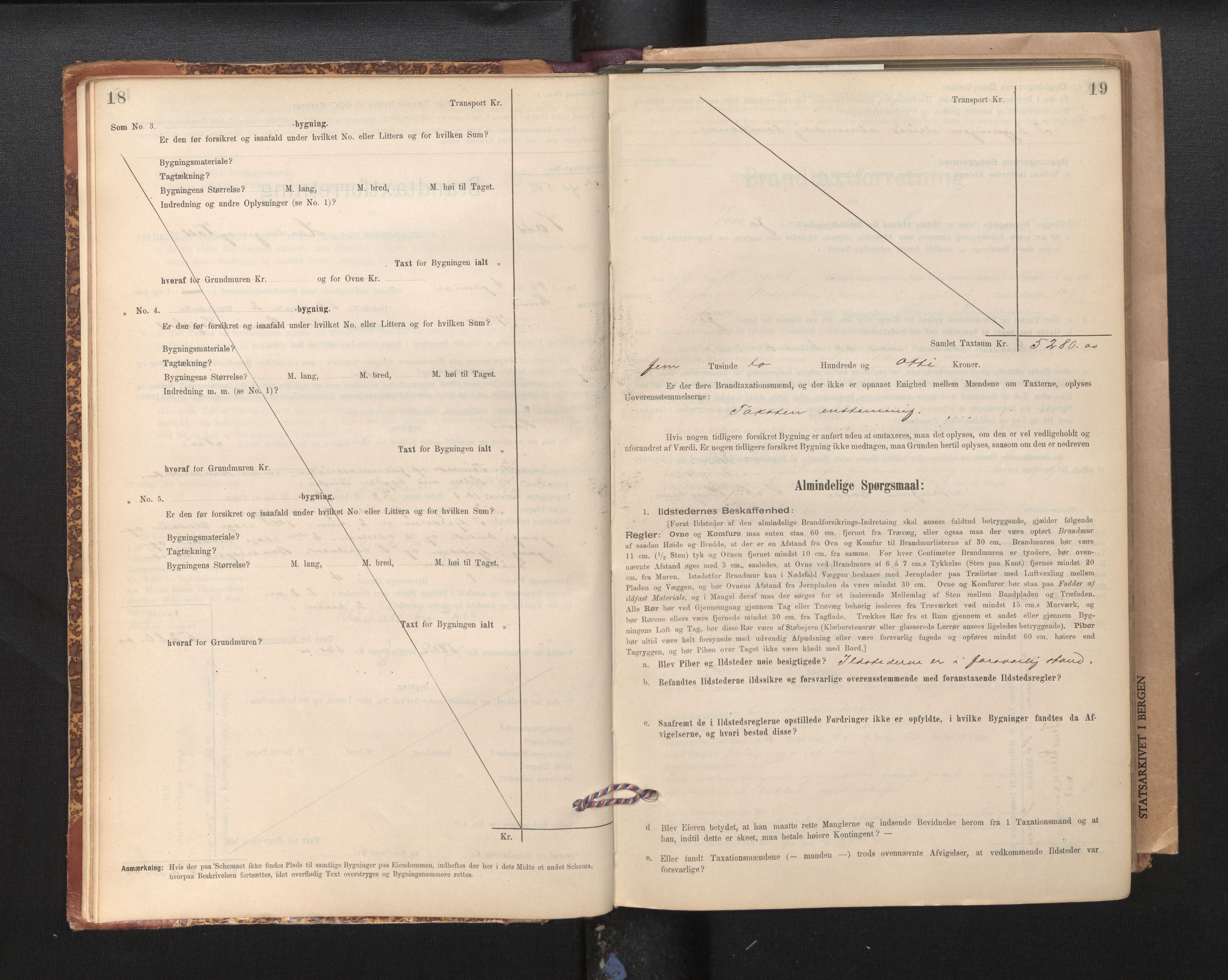 Lensmannen i Voss, AV/SAB-A-35801/0012/L0008: Branntakstprotokoll, skjematakst, 1895-1945, p. 18-19