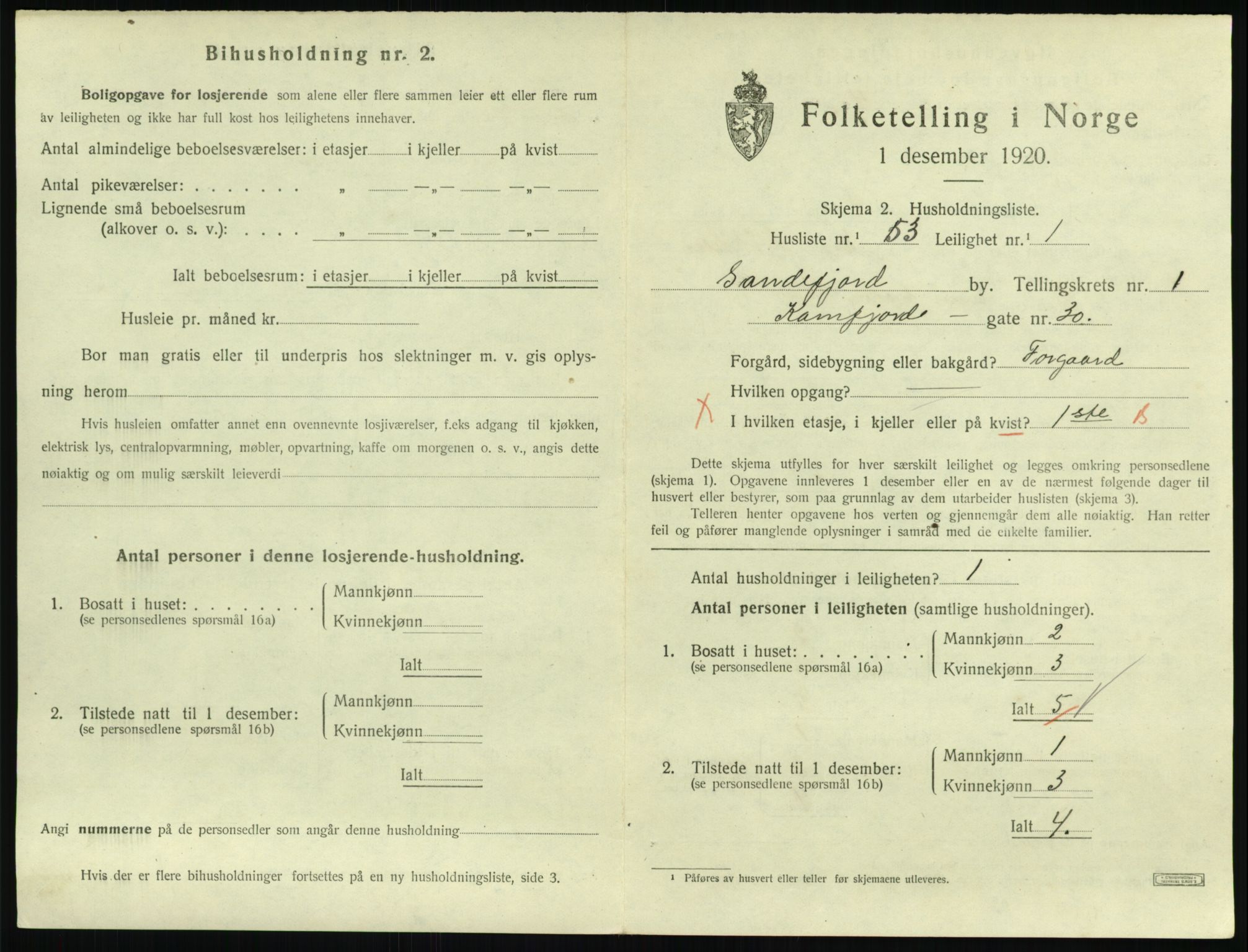 SAKO, 1920 census for Sandefjord, 1920, p. 1466