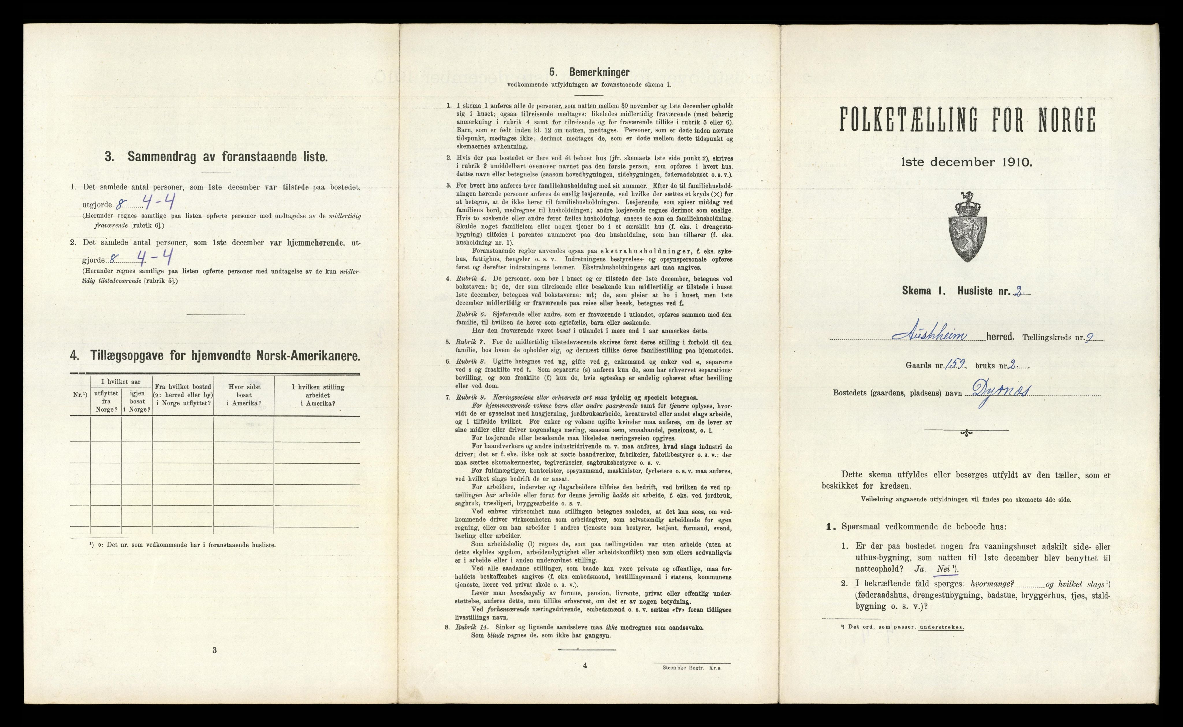 RA, 1910 census for Austrheim, 1910, p. 552