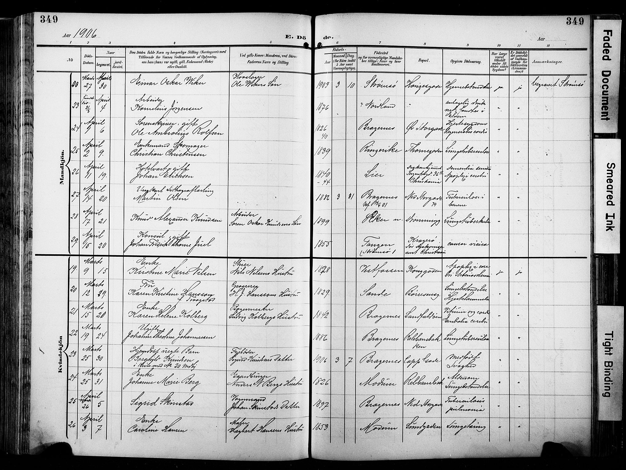 Bragernes kirkebøker, AV/SAKO-A-6/F/Fb/L0009: Parish register (official) no. II 9, 1902-1911, p. 349