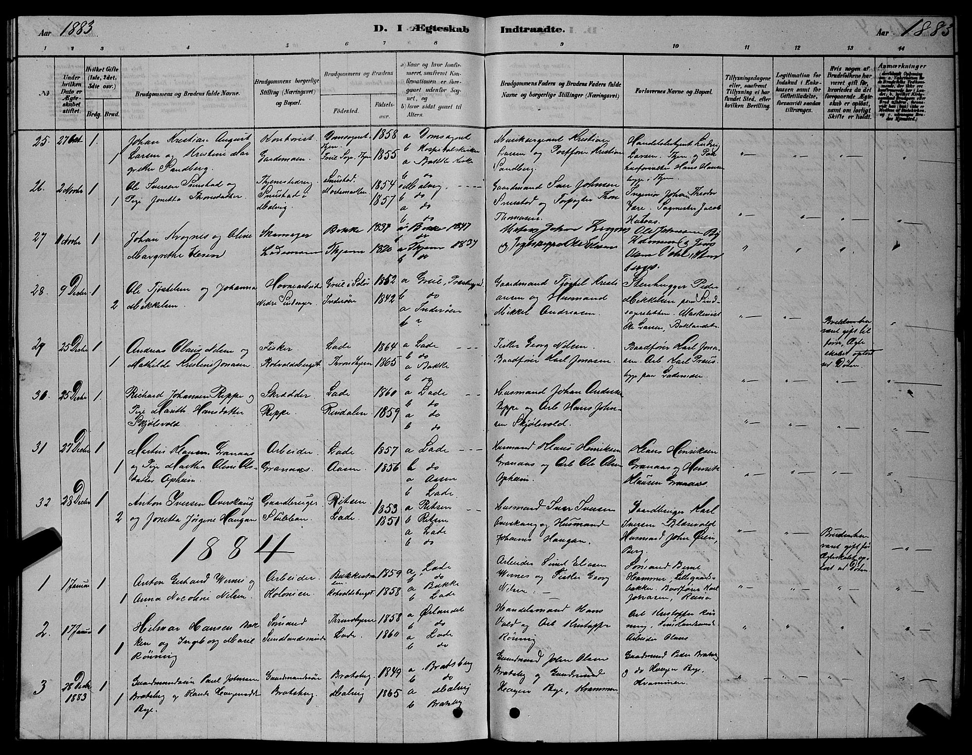 Ministerialprotokoller, klokkerbøker og fødselsregistre - Sør-Trøndelag, SAT/A-1456/606/L0312: Parish register (copy) no. 606C08, 1878-1894