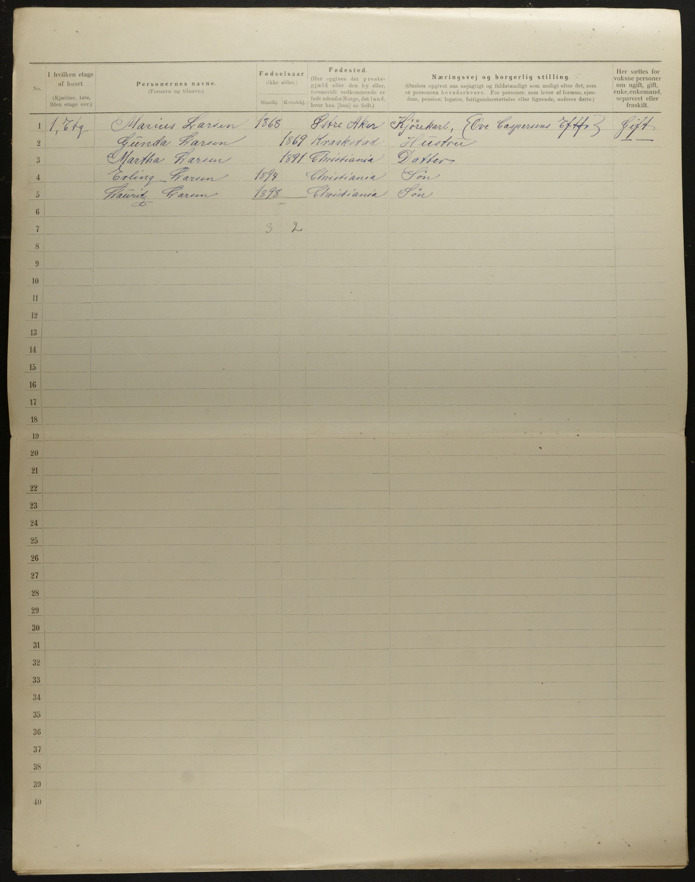 OBA, Municipal Census 1901 for Kristiania, 1901, p. 8140