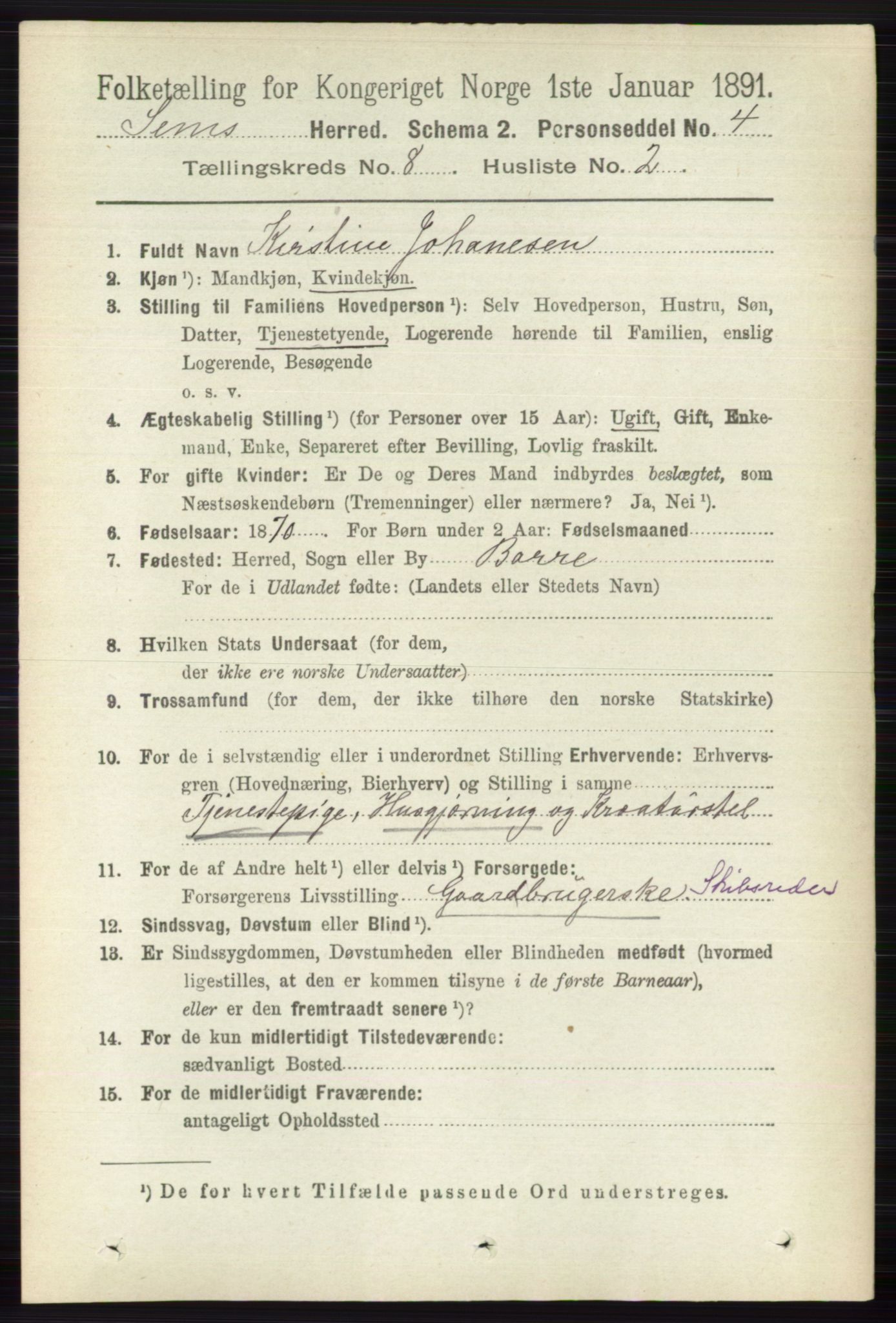 RA, 1891 census for 0721 Sem, 1891, p. 3826