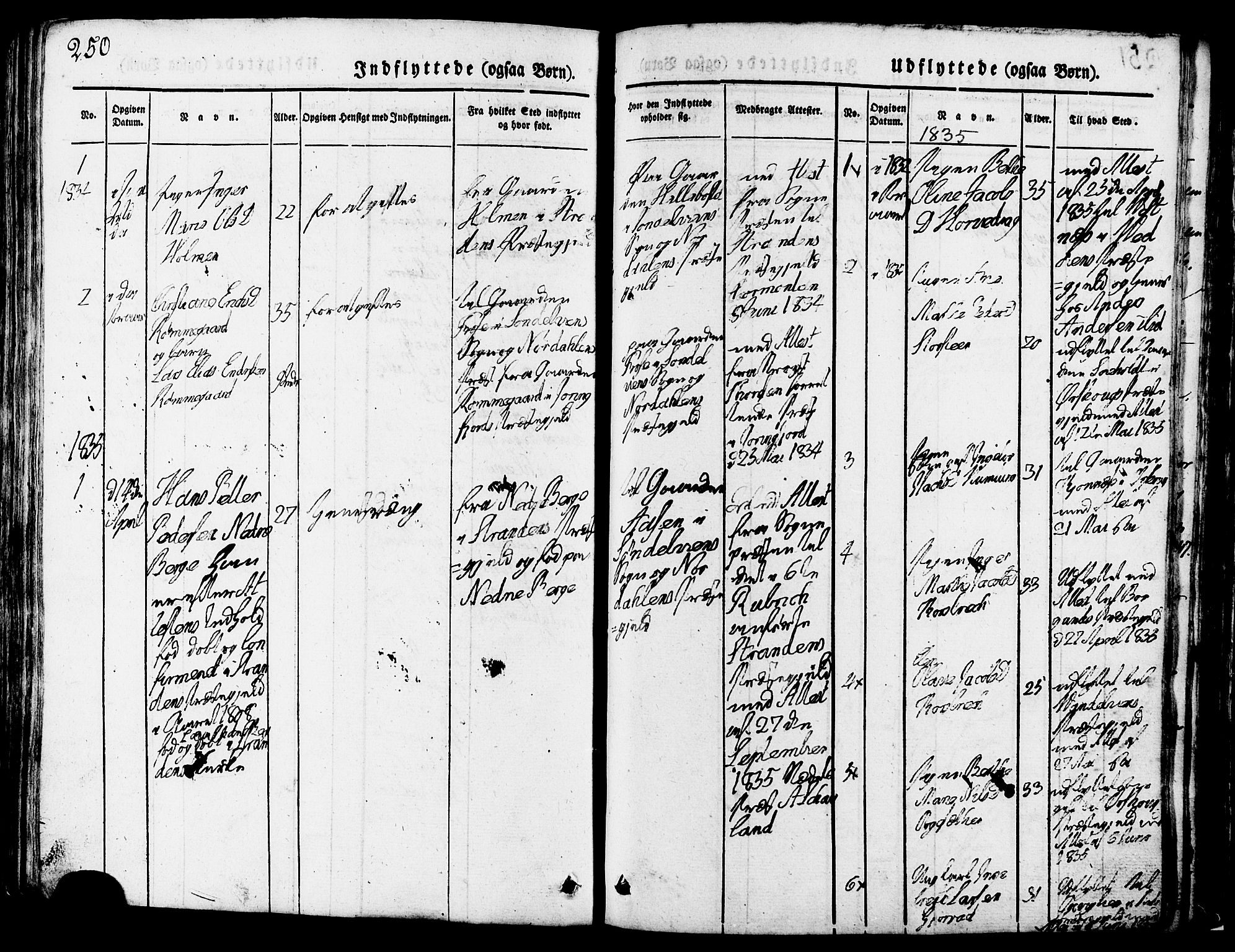 Ministerialprotokoller, klokkerbøker og fødselsregistre - Møre og Romsdal, SAT/A-1454/517/L0221: Parish register (official) no. 517A01, 1827-1858, p. 250
