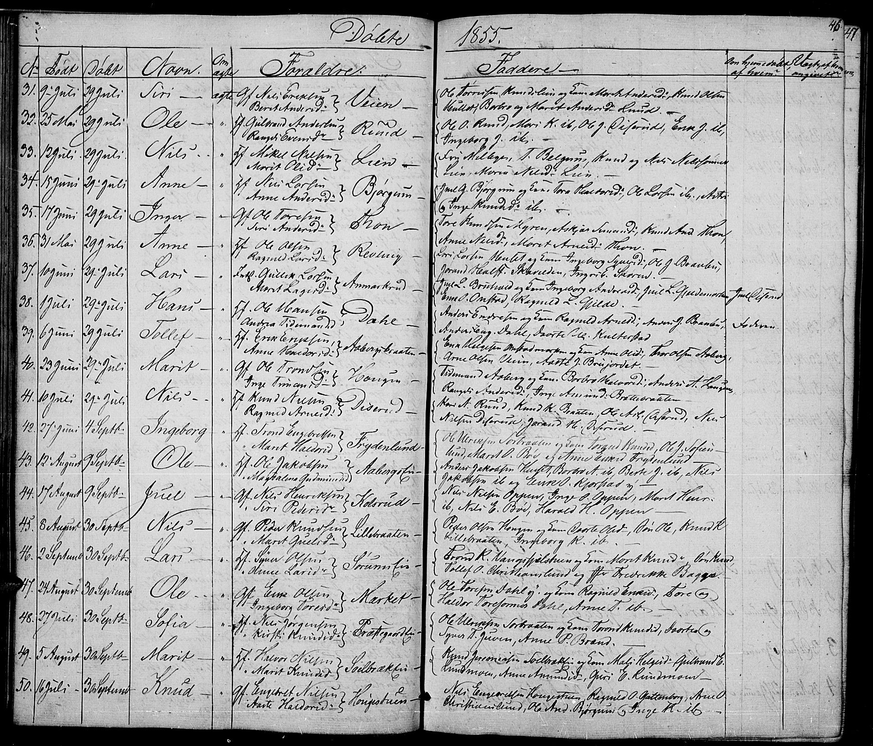 Nord-Aurdal prestekontor, SAH/PREST-132/H/Ha/Hab/L0002: Parish register (copy) no. 2, 1842-1877, p. 46