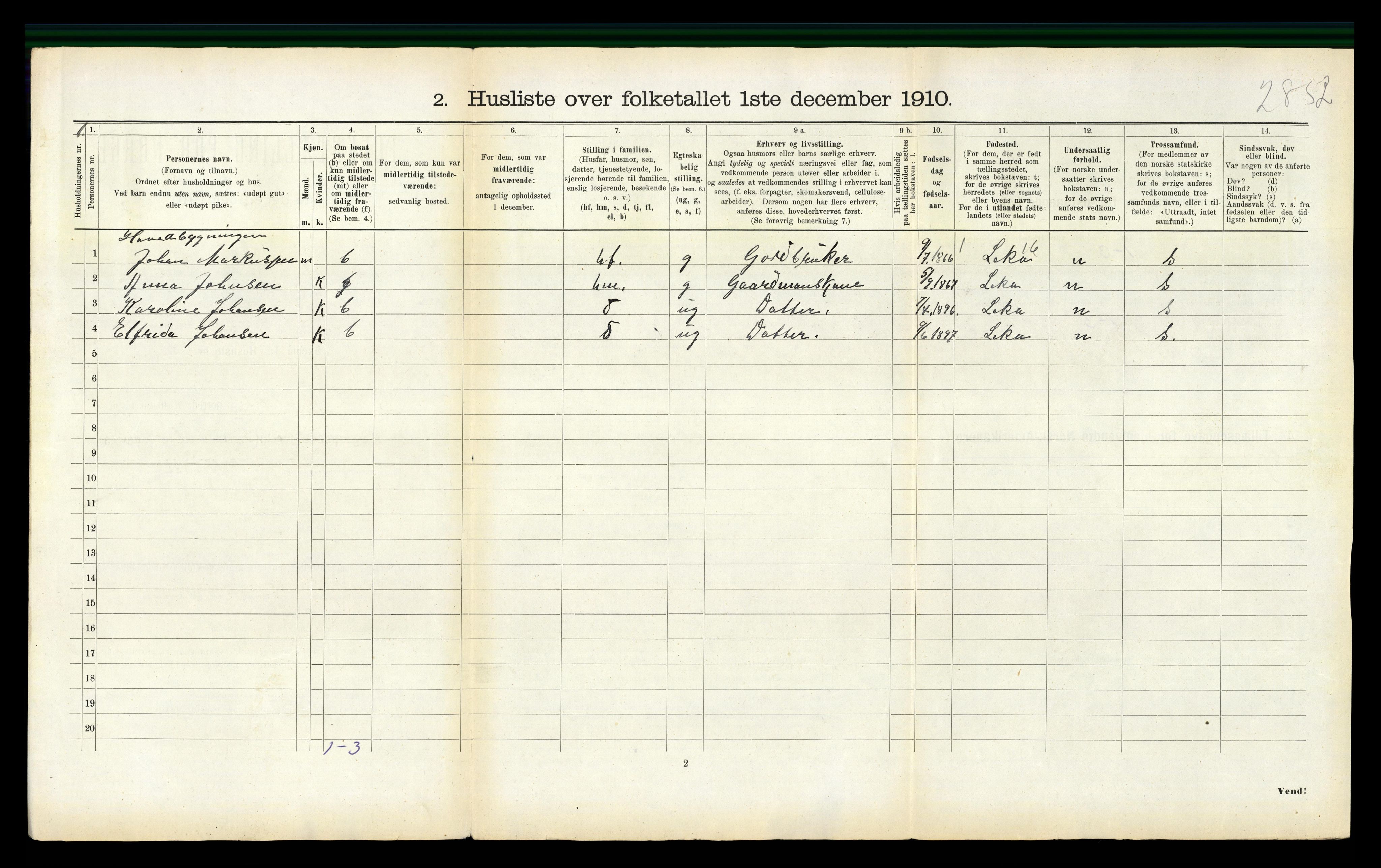 RA, 1910 census for Leka, 1910, p. 193